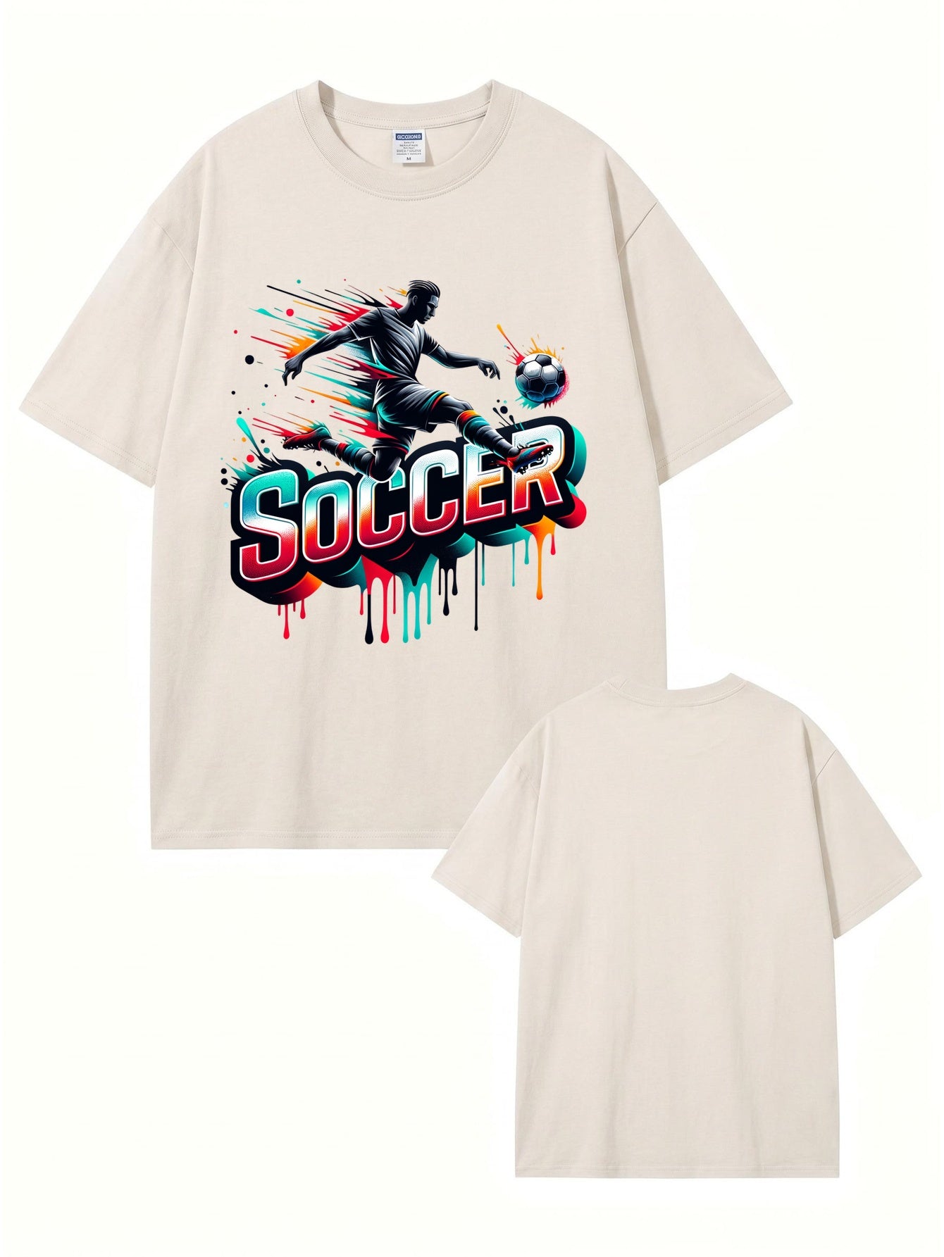 Vintage Washed Soccer Graphic Tee - Premium 300gsm Cotton Streetwear