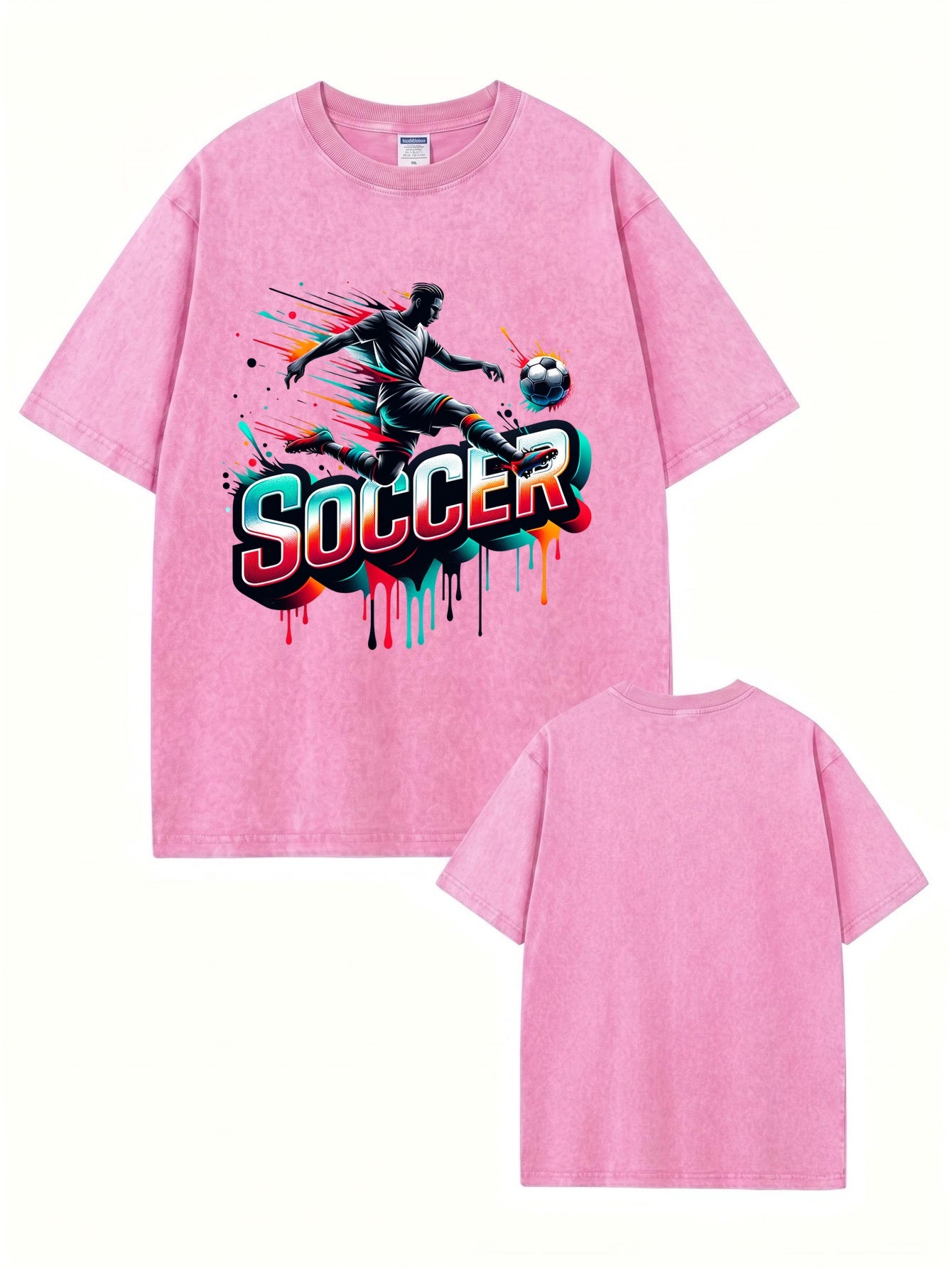 Vintage Washed Soccer Graphic Tee - Premium 300gsm Cotton Streetwear