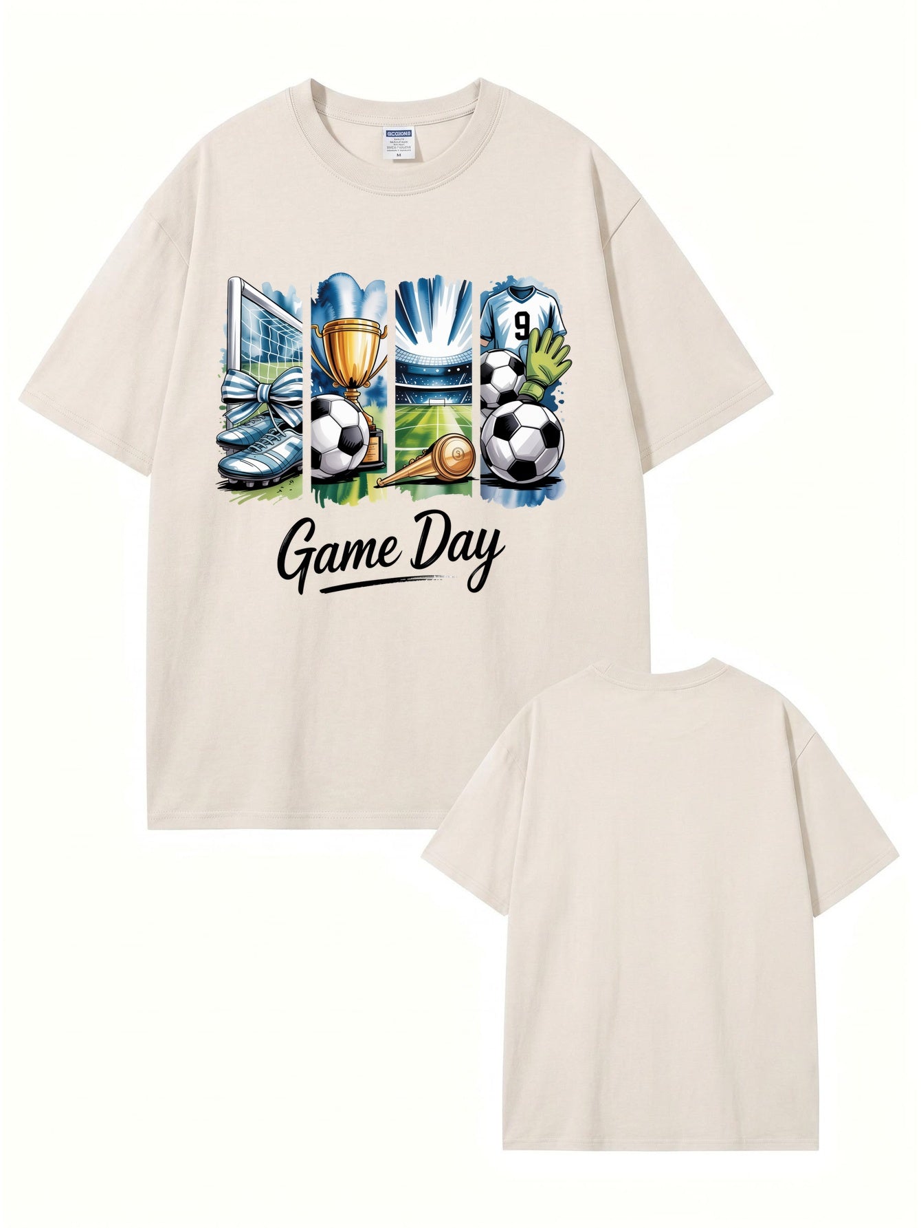 Vintage Washed Game Day Soccer Graphic T-Shirt - Heavyweight Cotton Tee