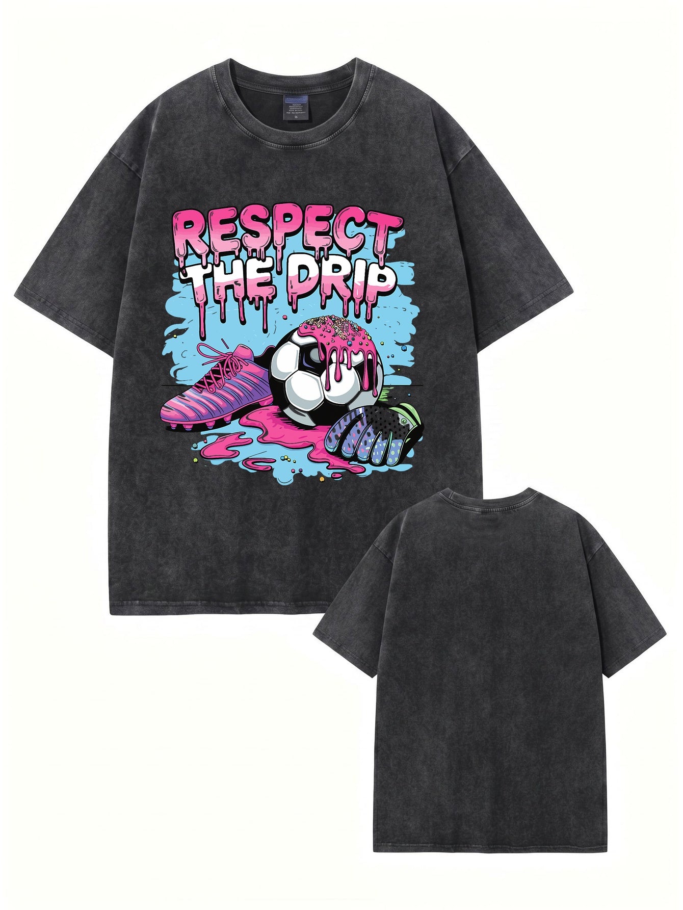 Respect The Drip Soccer Graphic Tee - Premium Vintage Washed Cotton