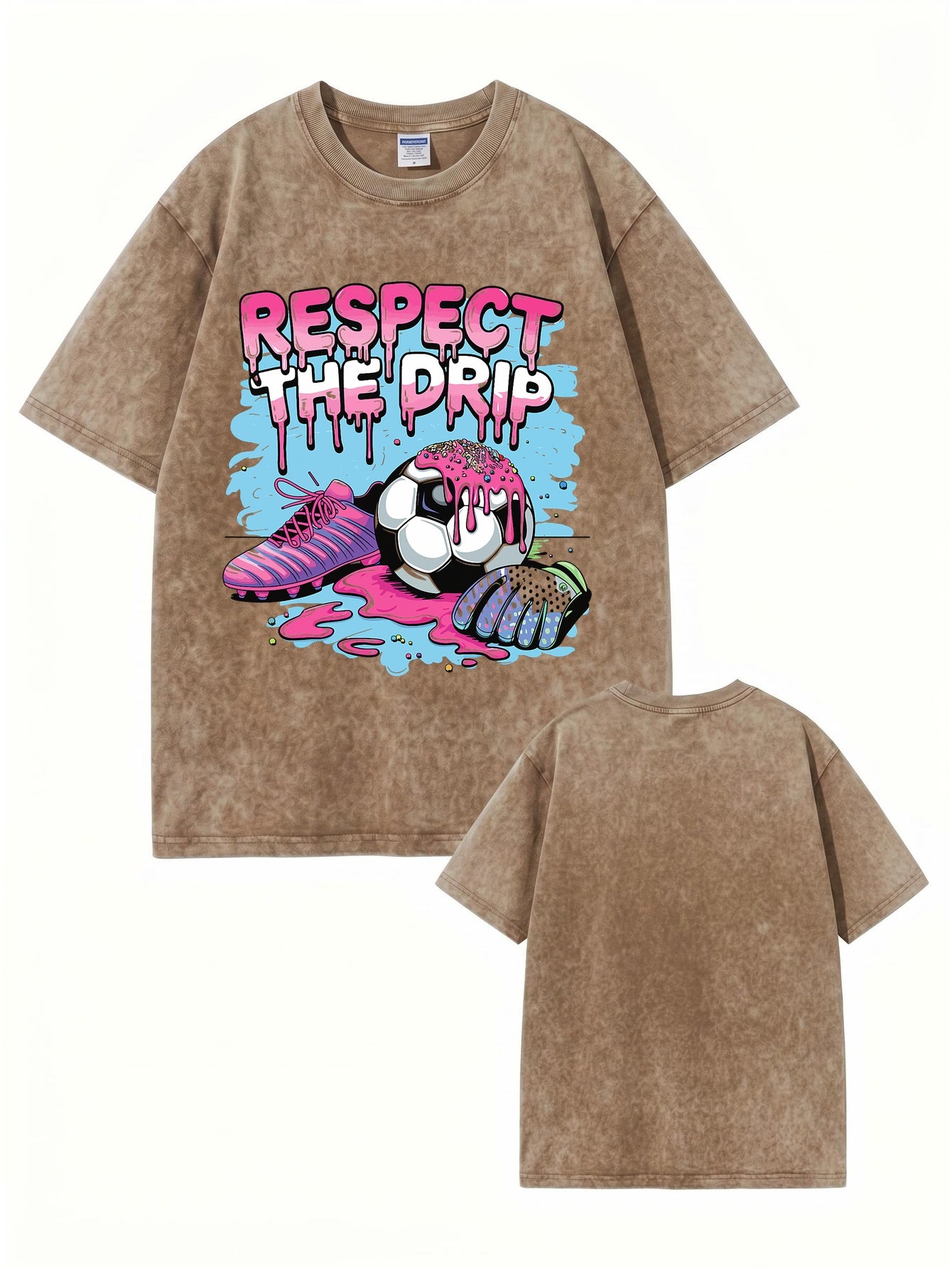 Respect The Drip Soccer Graphic Tee - Premium Vintage Washed Cotton
