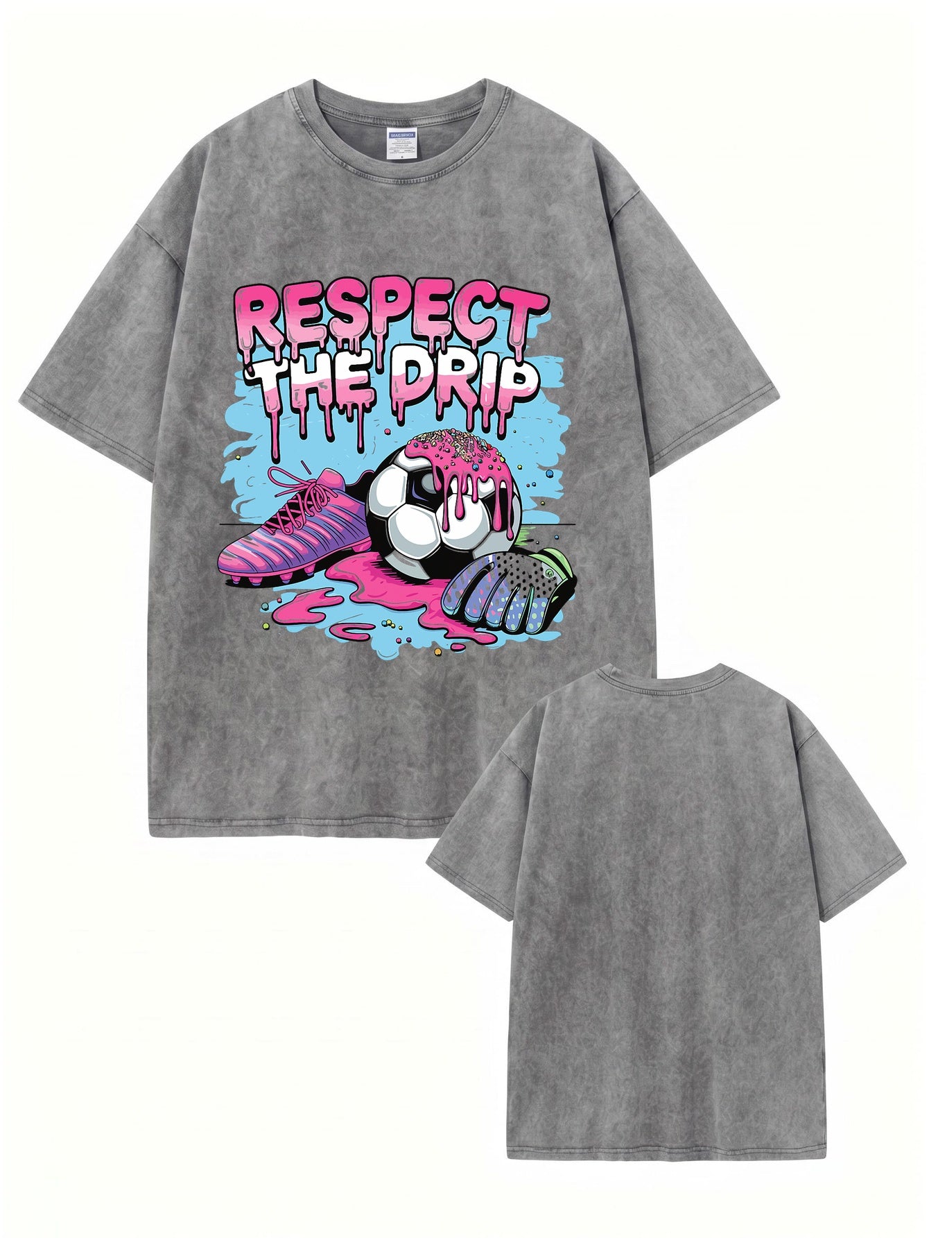 Respect The Drip Soccer Graphic Tee - Premium Vintage Washed Cotton