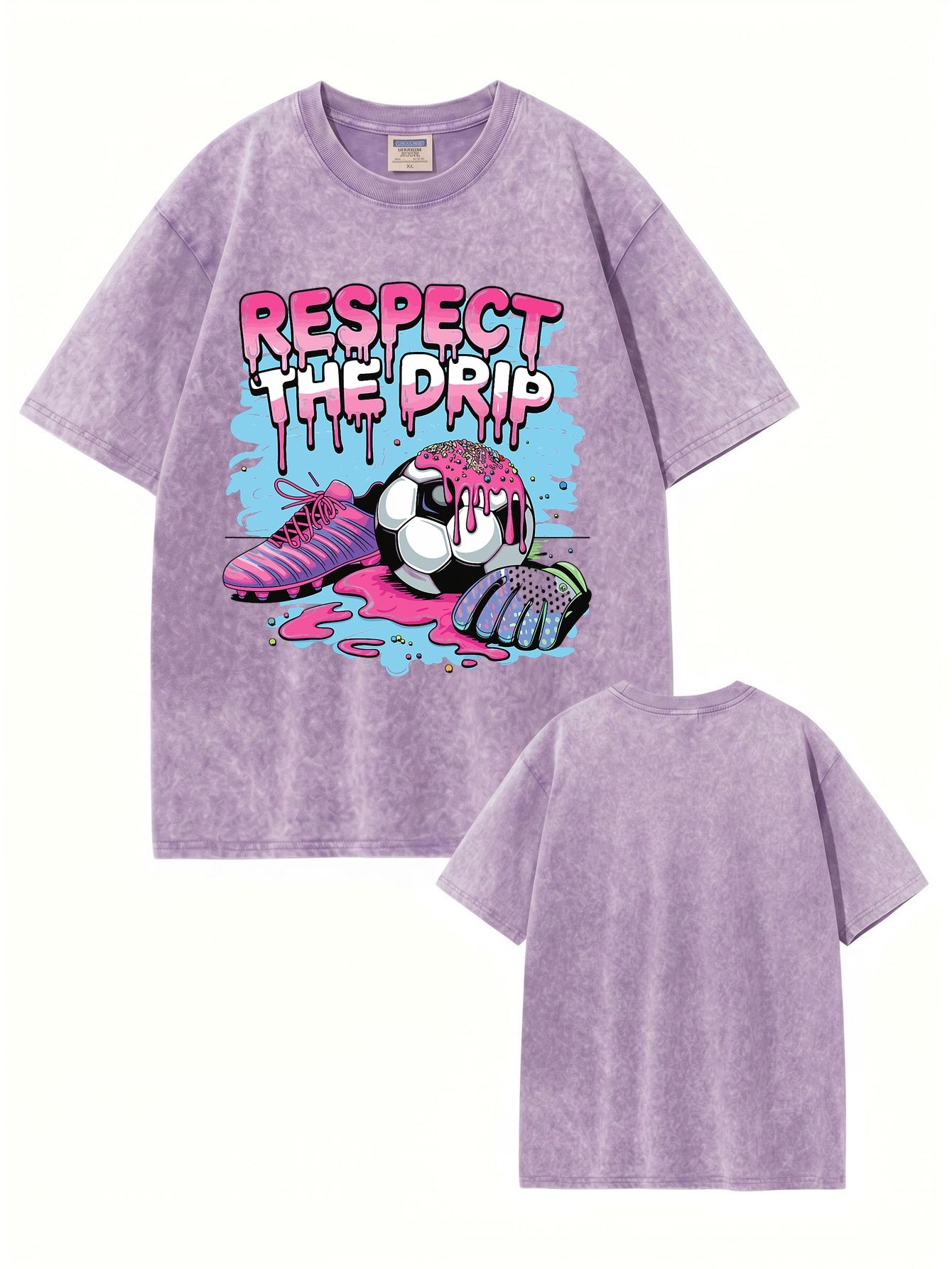 Respect The Drip Soccer Graphic Tee - Premium Vintage Washed Cotton