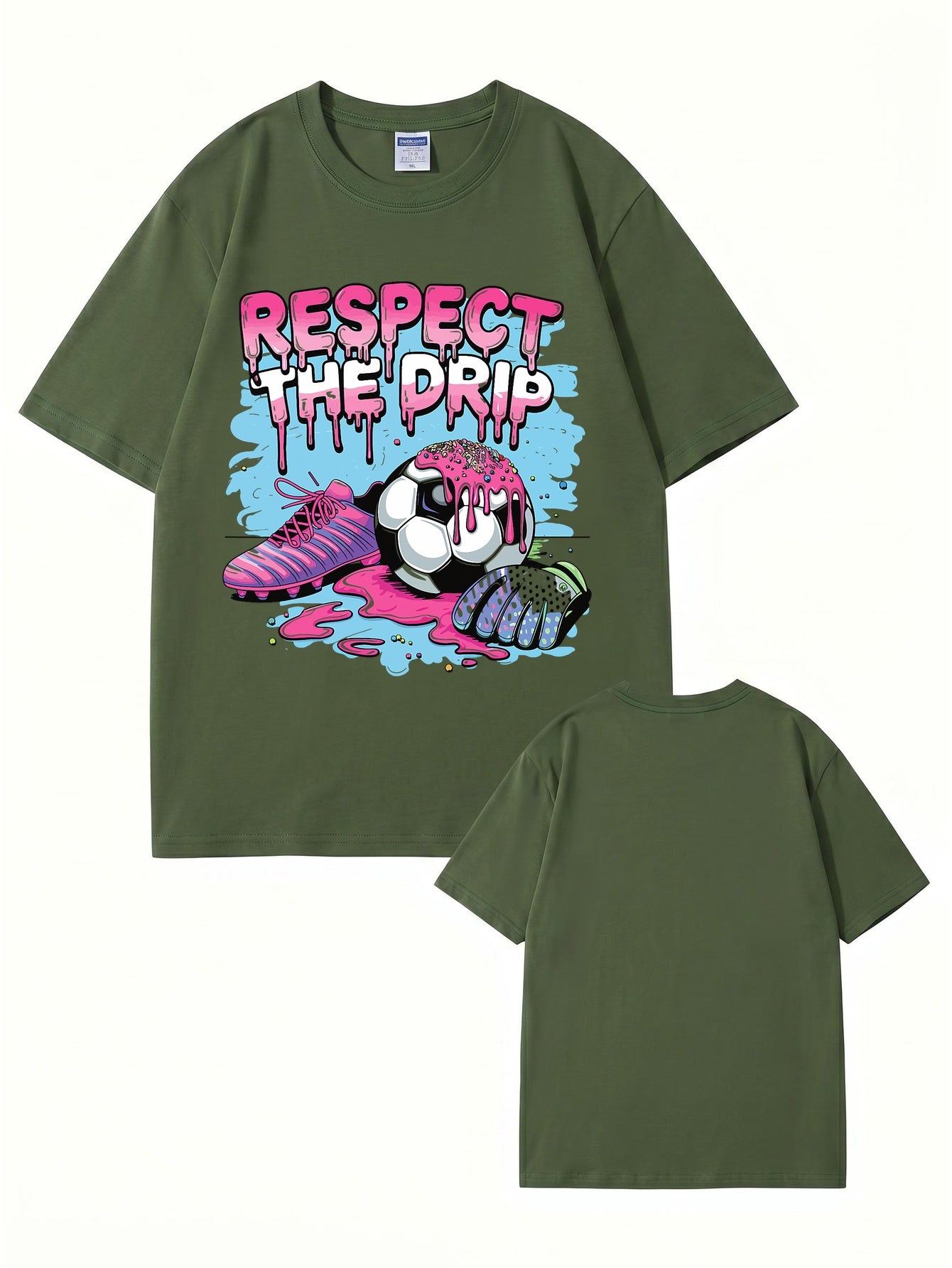 Respect The Drip Soccer Graphic Print Cotton T-Shirt