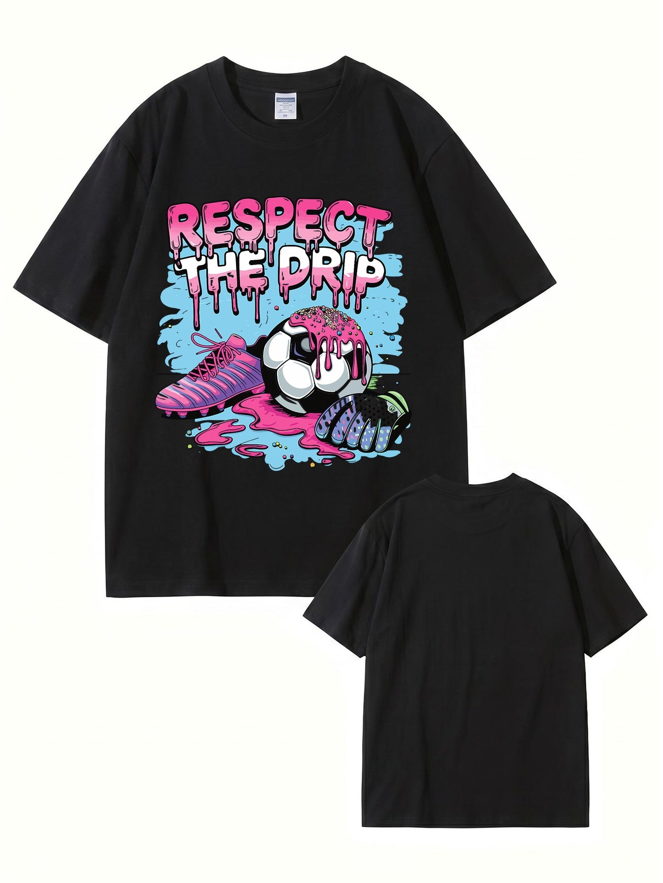 Respect The Drip Soccer Graphic Print Cotton T-Shirt