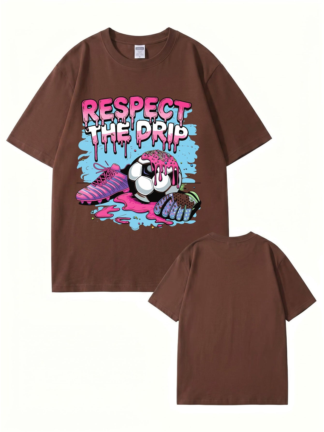 Respect The Drip Soccer Graphic Print Cotton T-Shirt