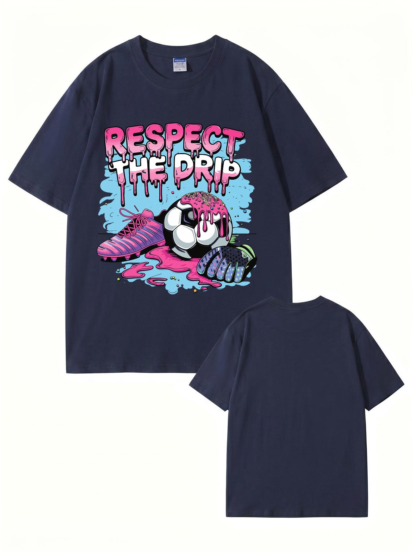 Respect The Drip Soccer Graphic Print Cotton T-Shirt