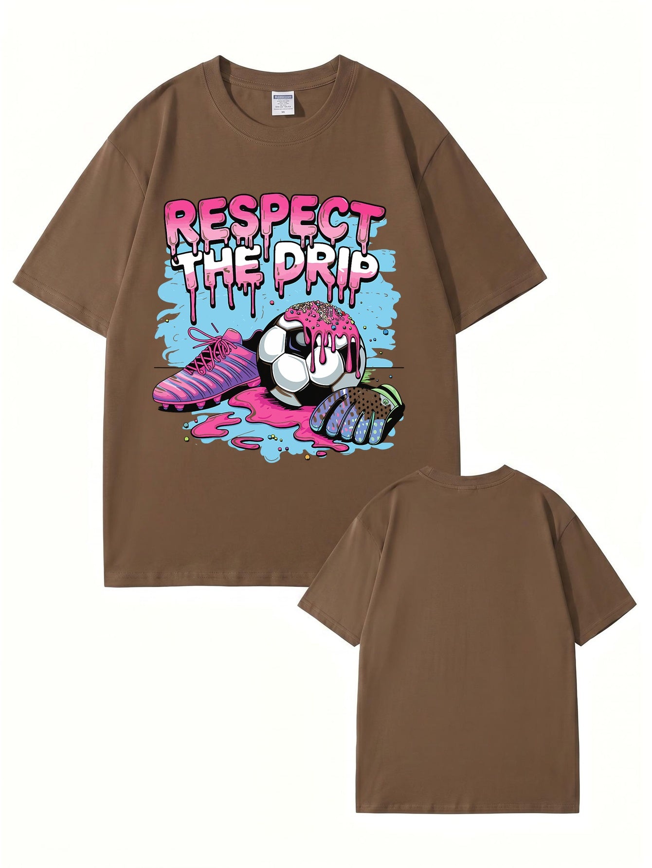 Respect The Drip Soccer Graphic Print Cotton T-Shirt