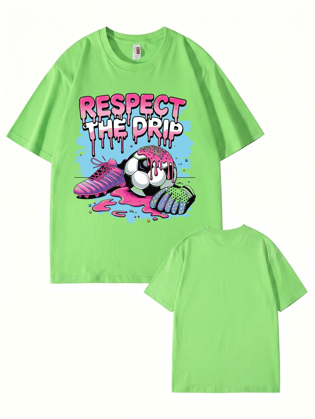 Respect The Drip Soccer Graphic Print Cotton T-Shirt