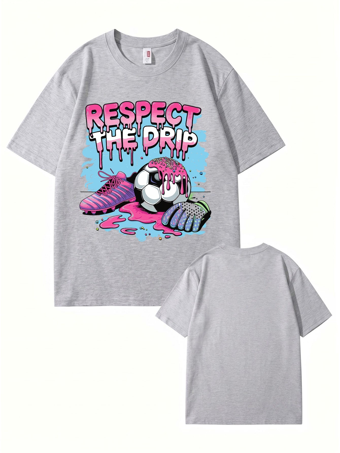 Respect The Drip Soccer Graphic Print Cotton T-Shirt