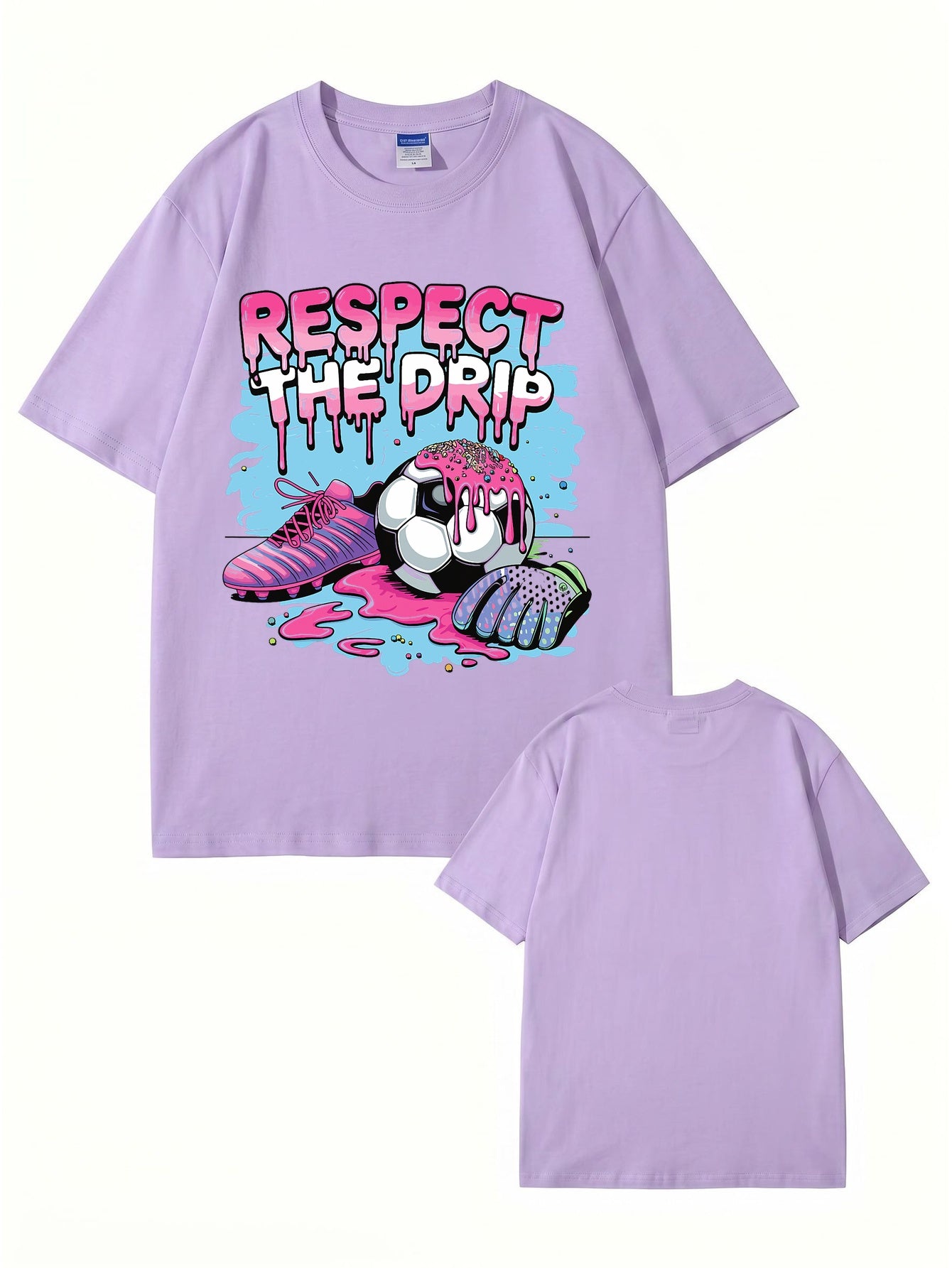 Respect The Drip Soccer Graphic Print Cotton T-Shirt
