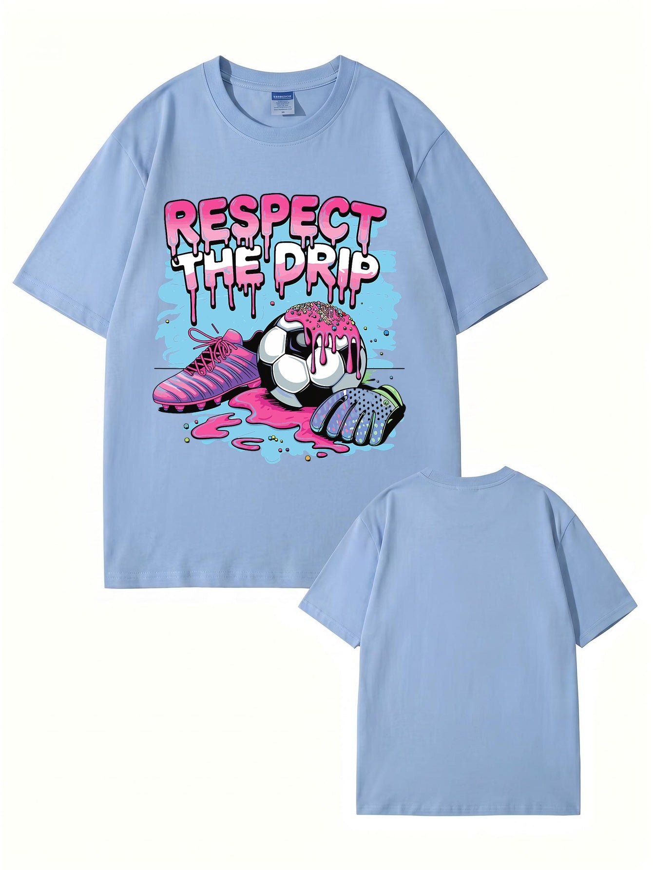 Respect The Drip Soccer Graphic Print Cotton T-Shirt