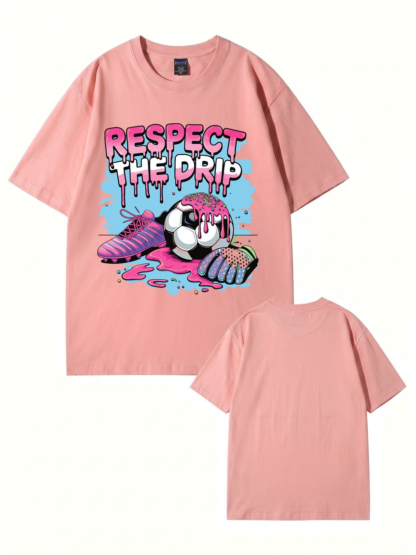 Respect The Drip Soccer Graphic Print Cotton T-Shirt