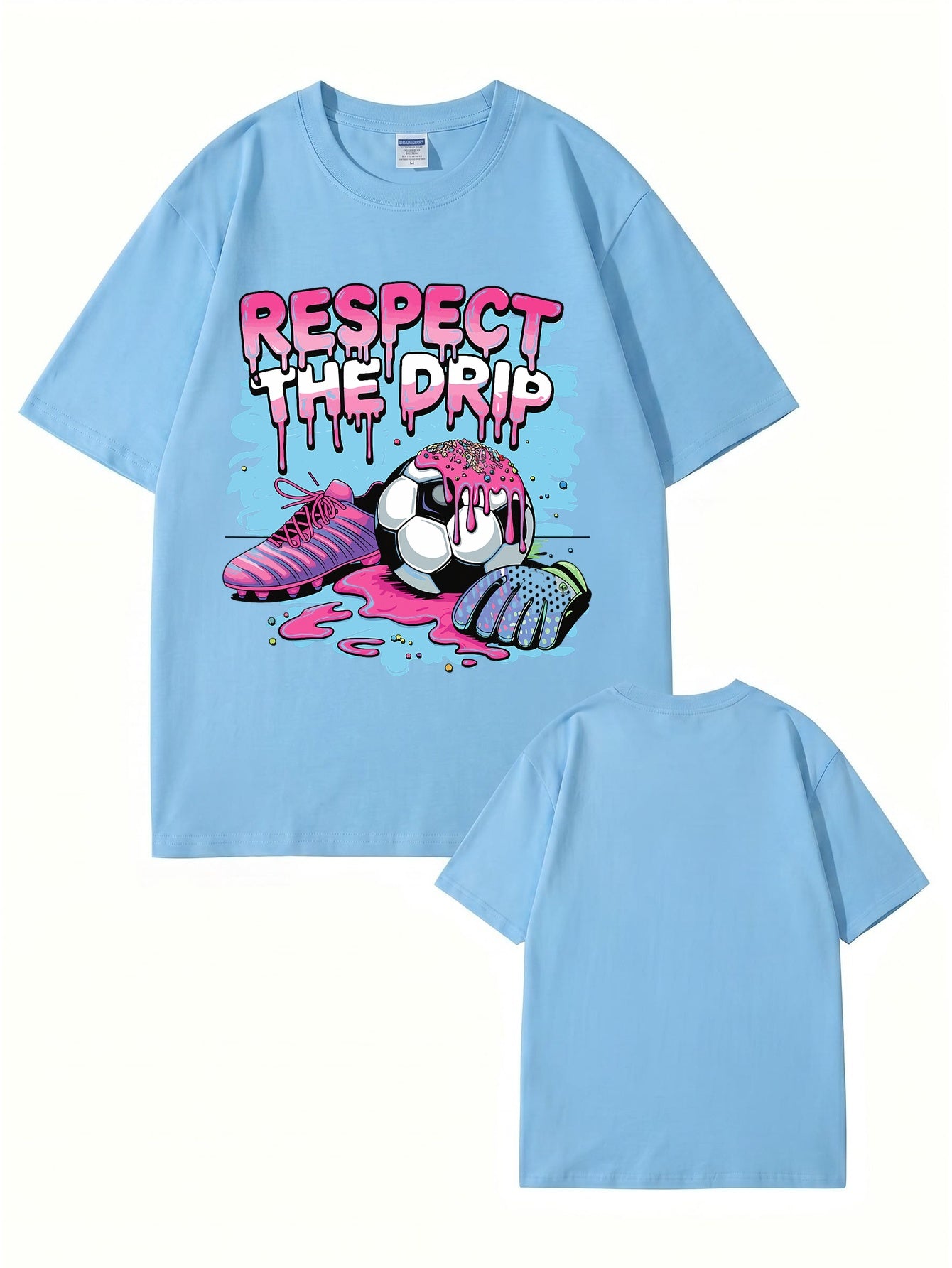 Respect The Drip Soccer Graphic Print Cotton T-Shirt