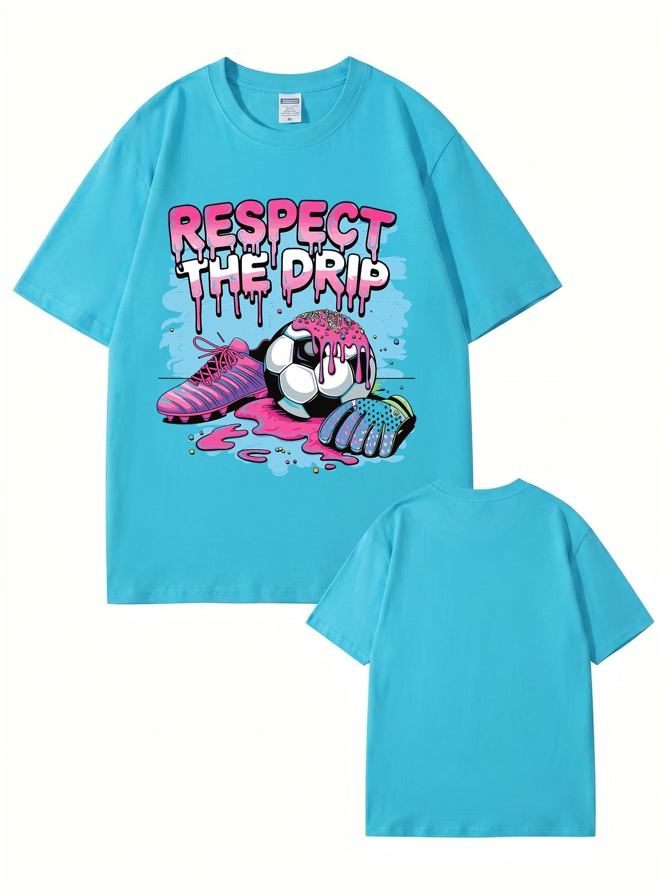 Respect The Drip Soccer Graphic Print Cotton T-Shirt