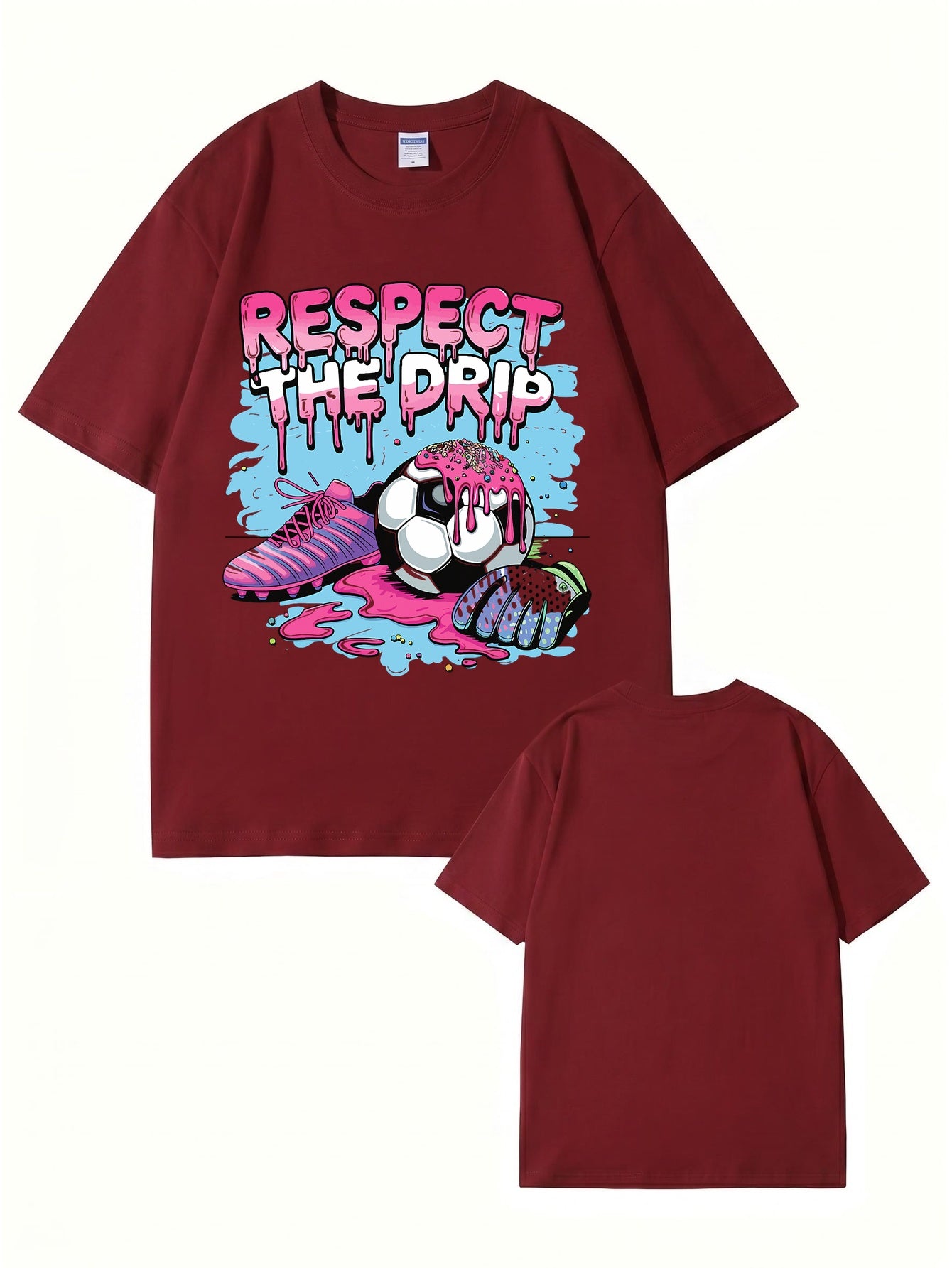Respect The Drip Soccer Graphic Print Cotton T-Shirt