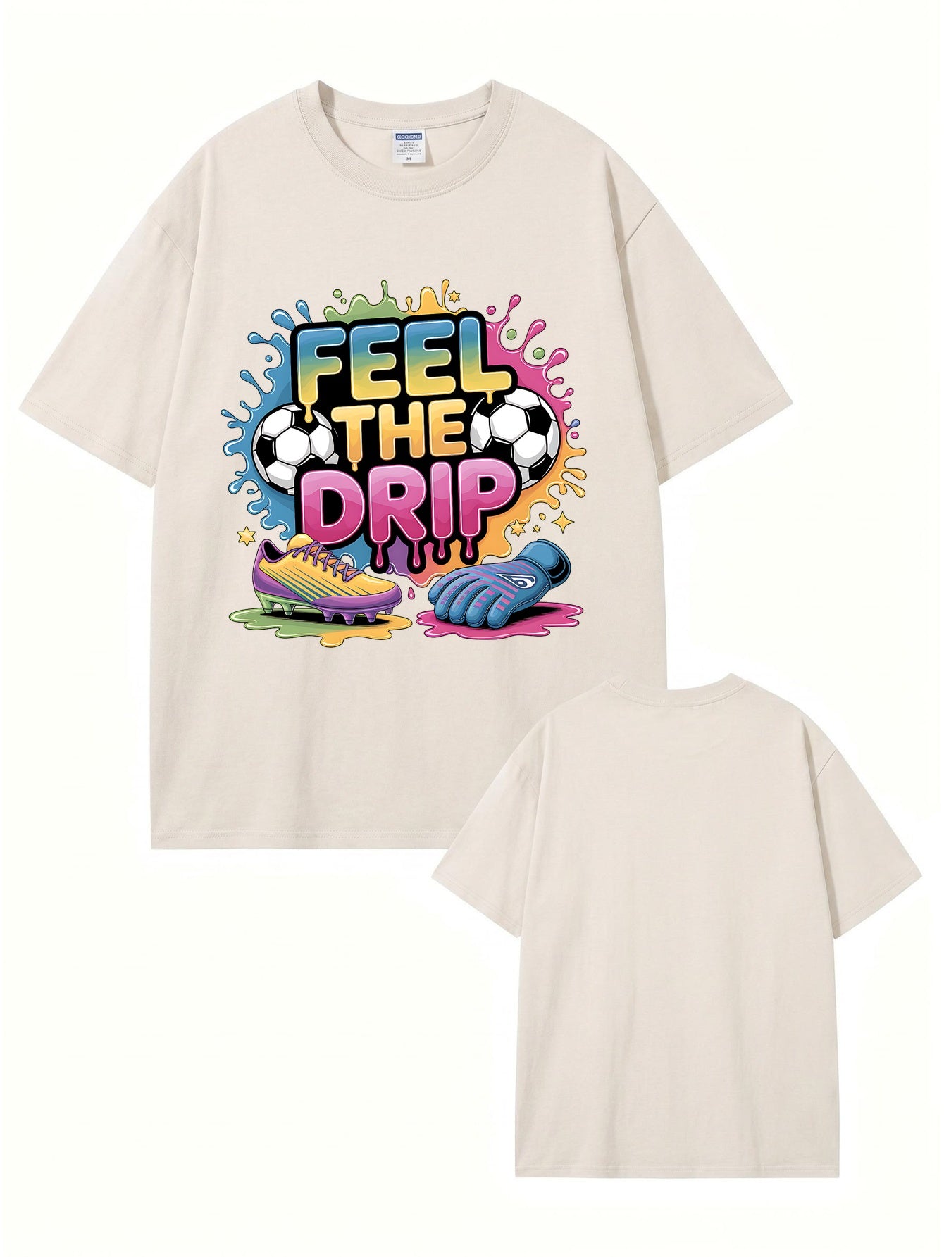 Vintage Washed Soccer 'Feel The Drip' Graphic T-Shirt
