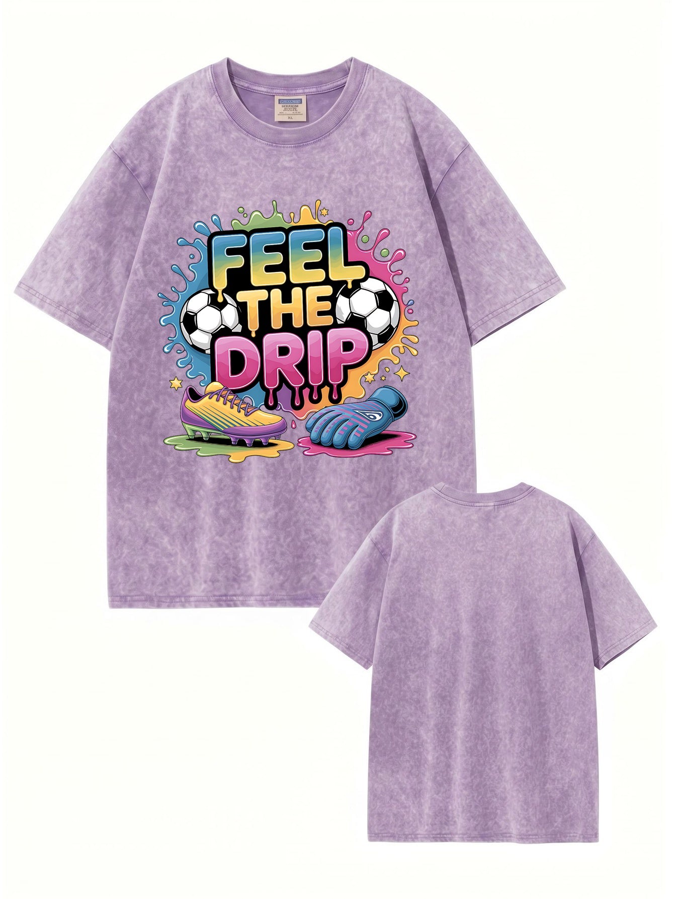 Vintage Washed Soccer 'Feel The Drip' Graphic T-Shirt