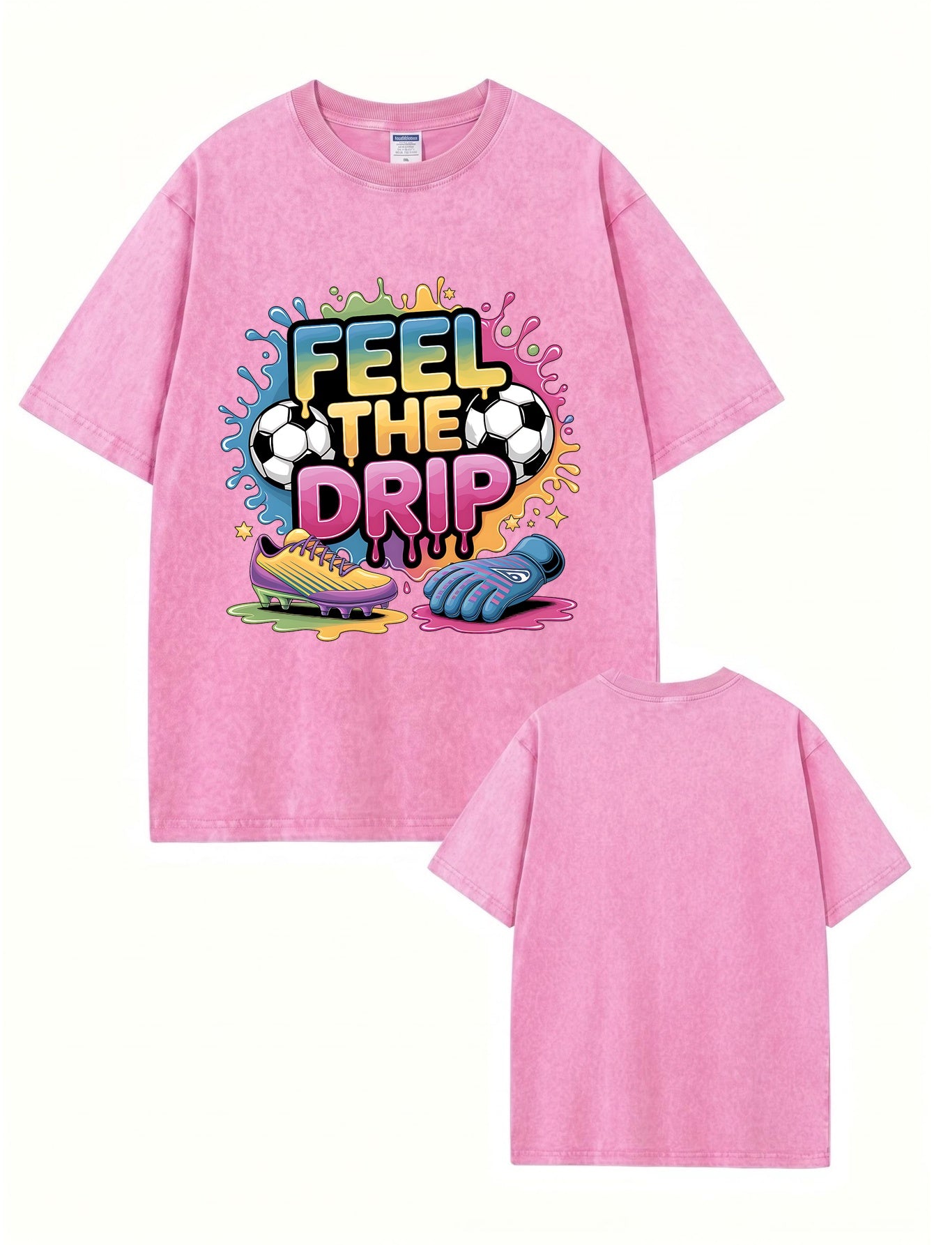 Vintage Washed Soccer 'Feel The Drip' Graphic T-Shirt