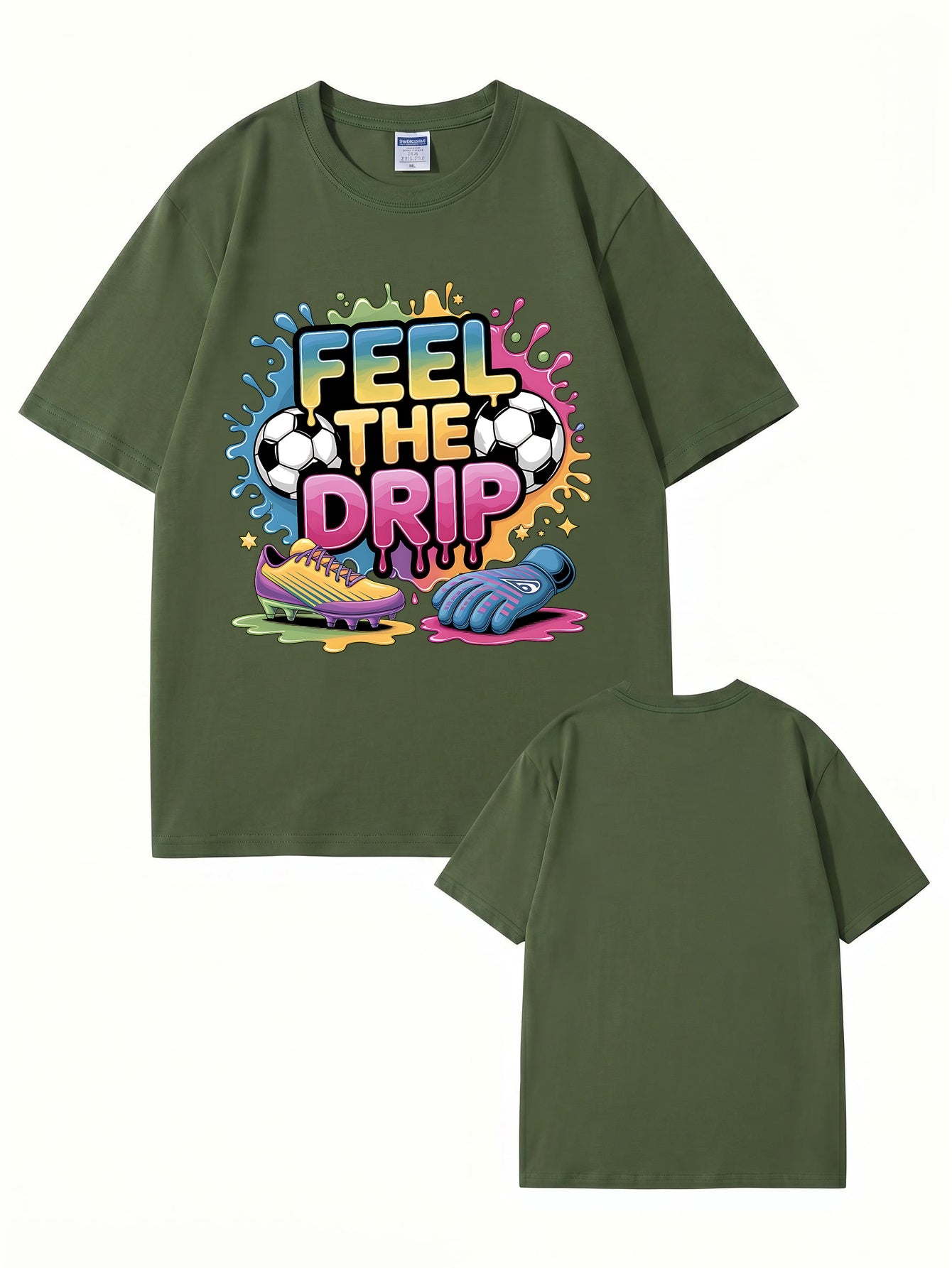 Feel The Drip Soccer Graphic Print T-Shirt, Premium 200gsm Cotton Tee