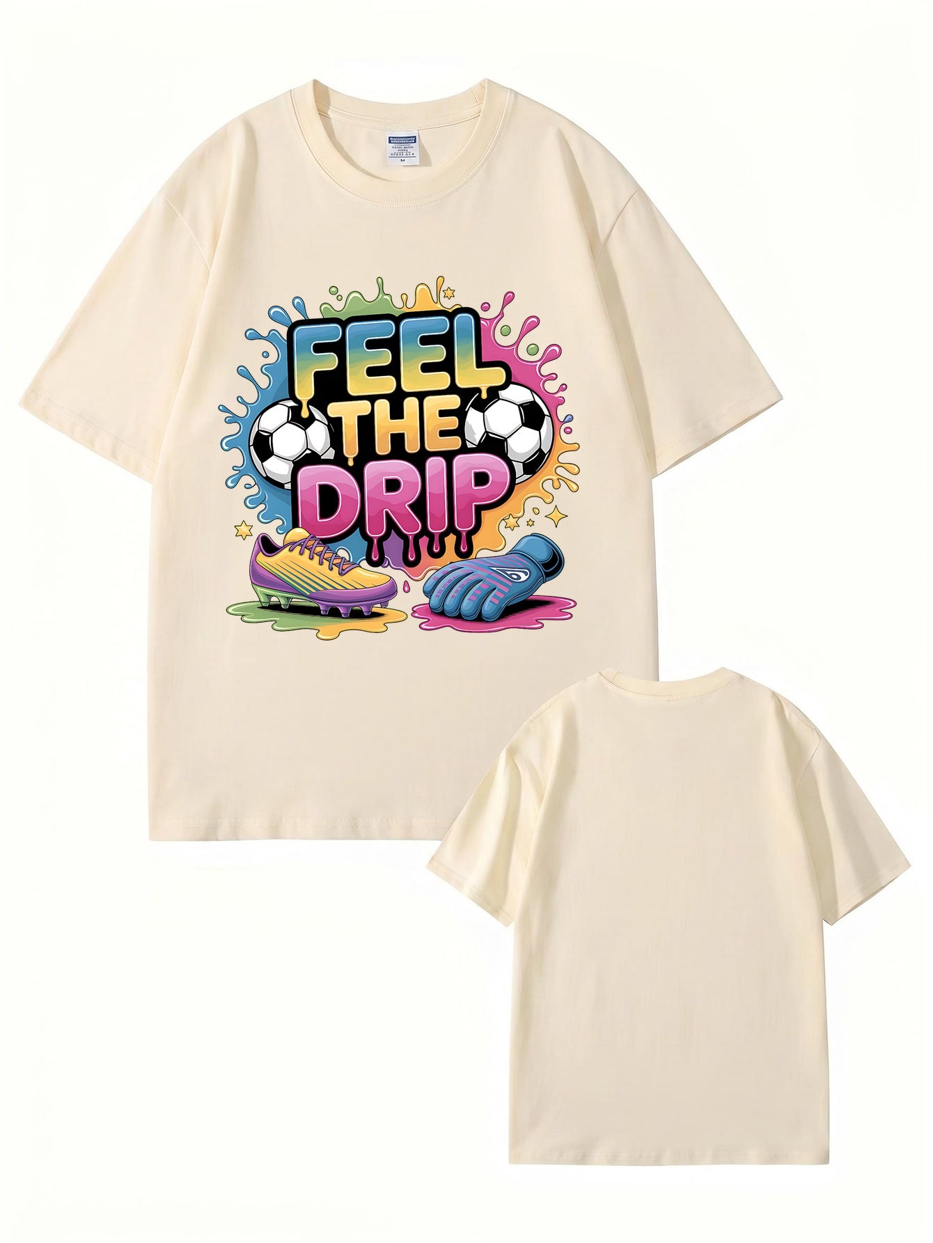 Feel The Drip Soccer Graphic Print T-Shirt, Premium 200gsm Cotton Tee