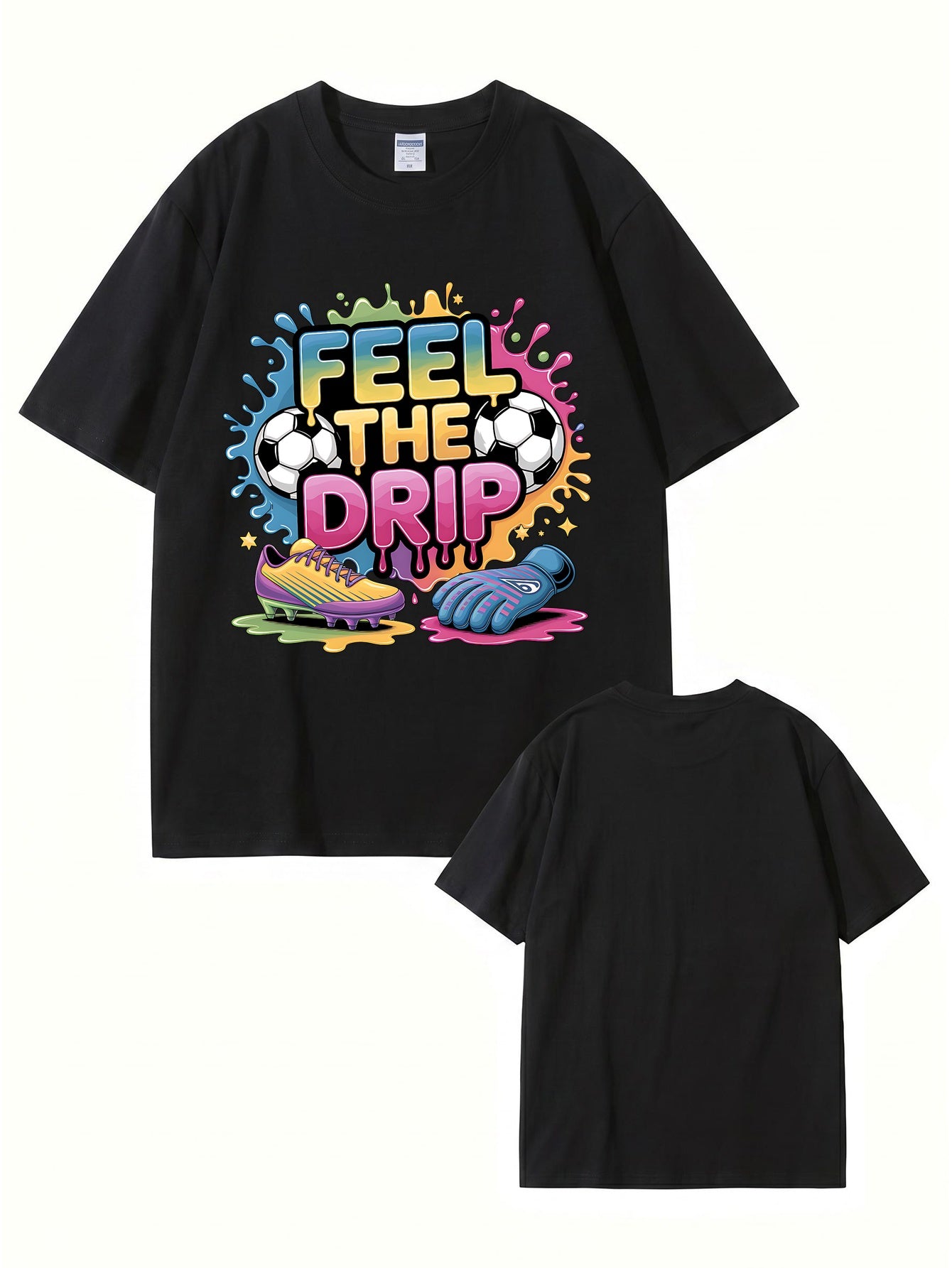 Feel The Drip Soccer Graphic Print T-Shirt, Premium 200gsm Cotton Tee