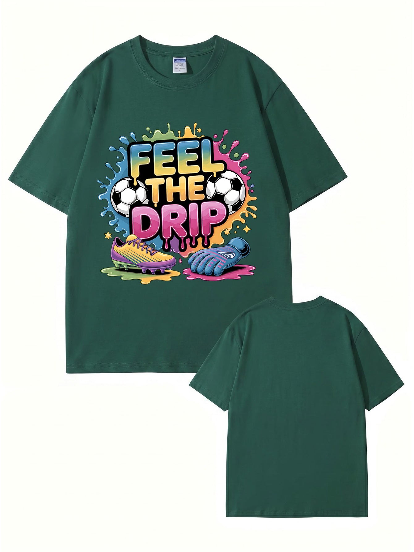 Feel The Drip Soccer Graphic Print T-Shirt, Premium 200gsm Cotton Tee