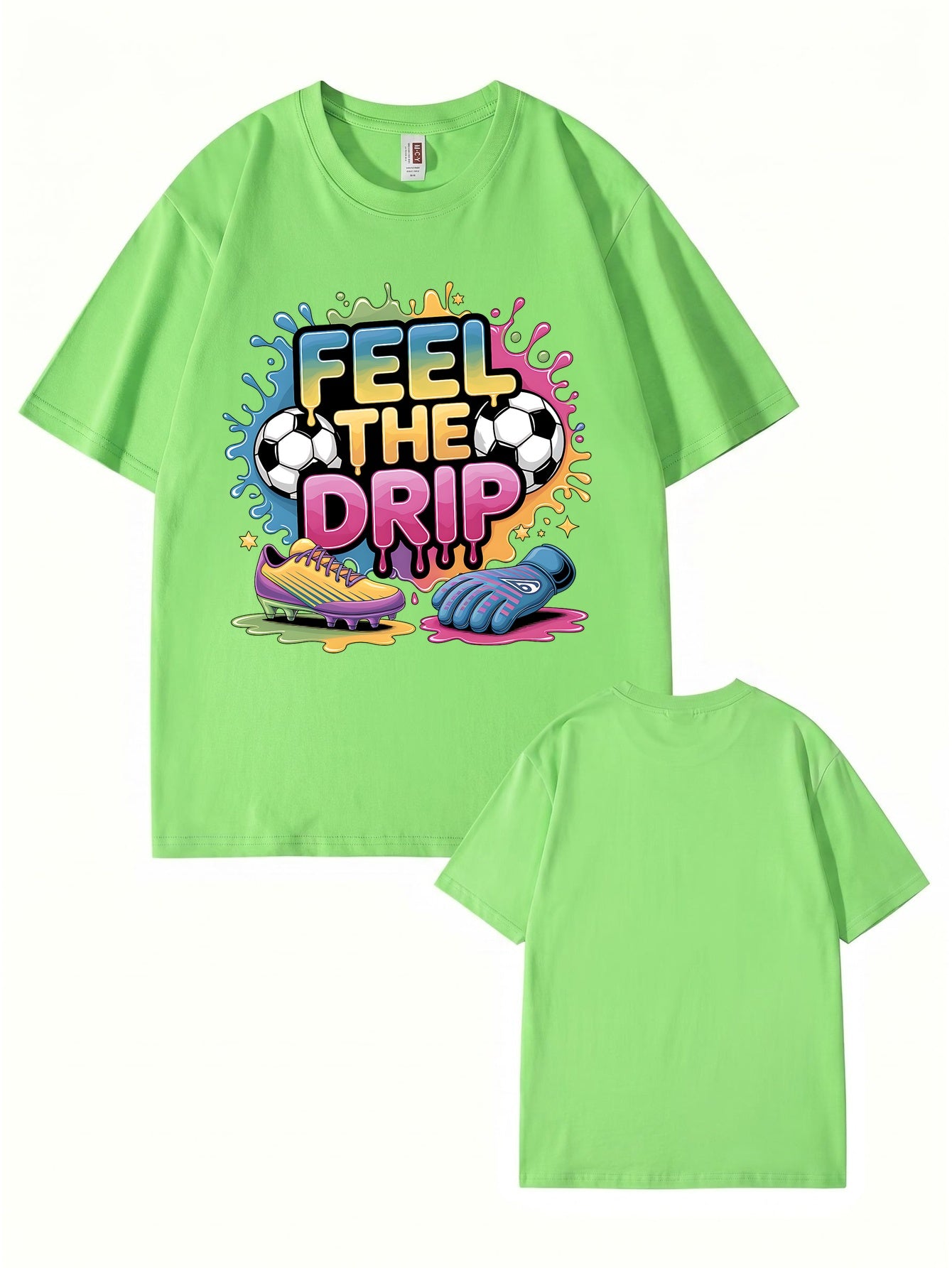 Feel The Drip Soccer Graphic Print T-Shirt, Premium 200gsm Cotton Tee