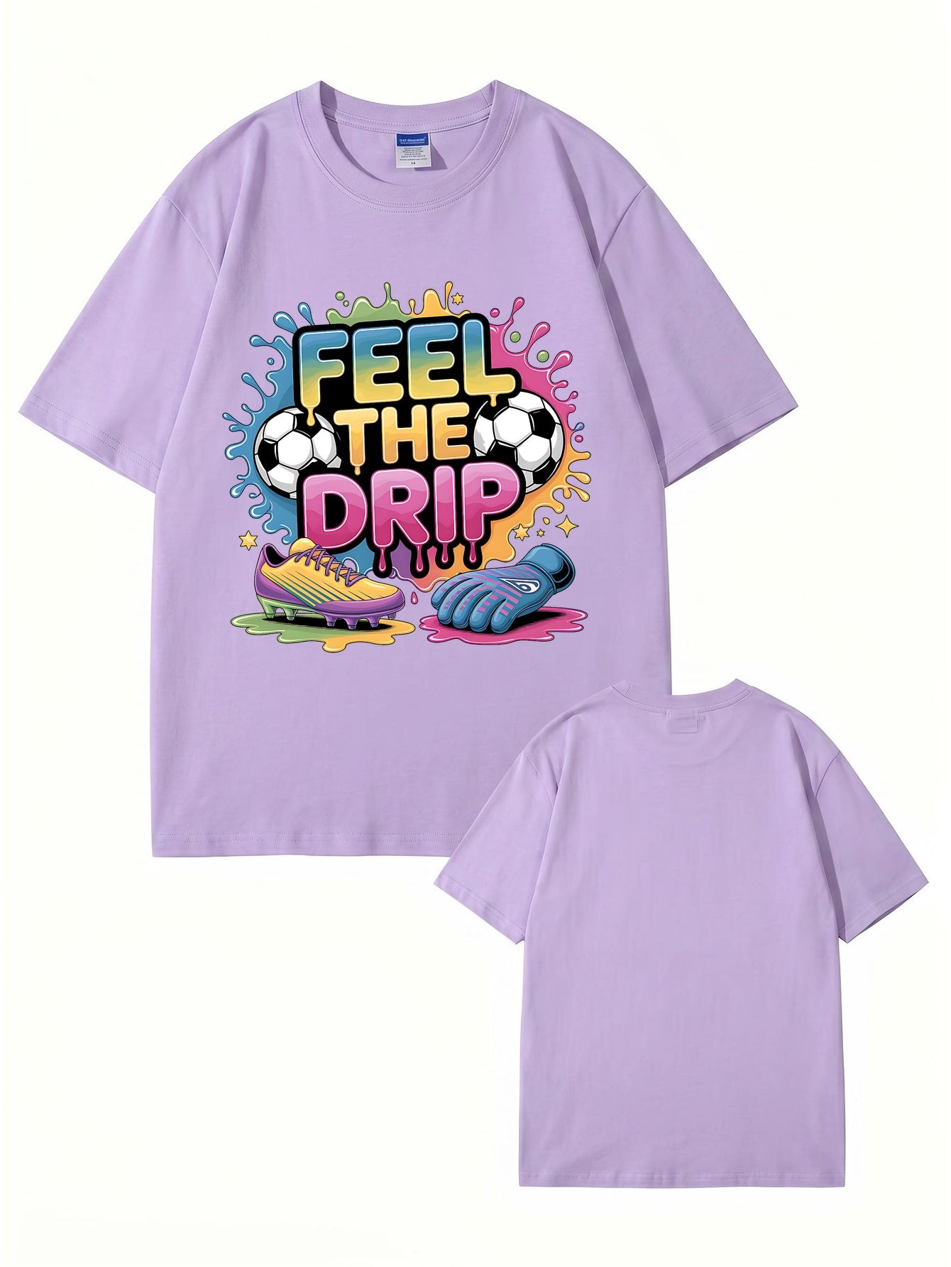 Feel The Drip Soccer Graphic Print T-Shirt, Premium 200gsm Cotton Tee