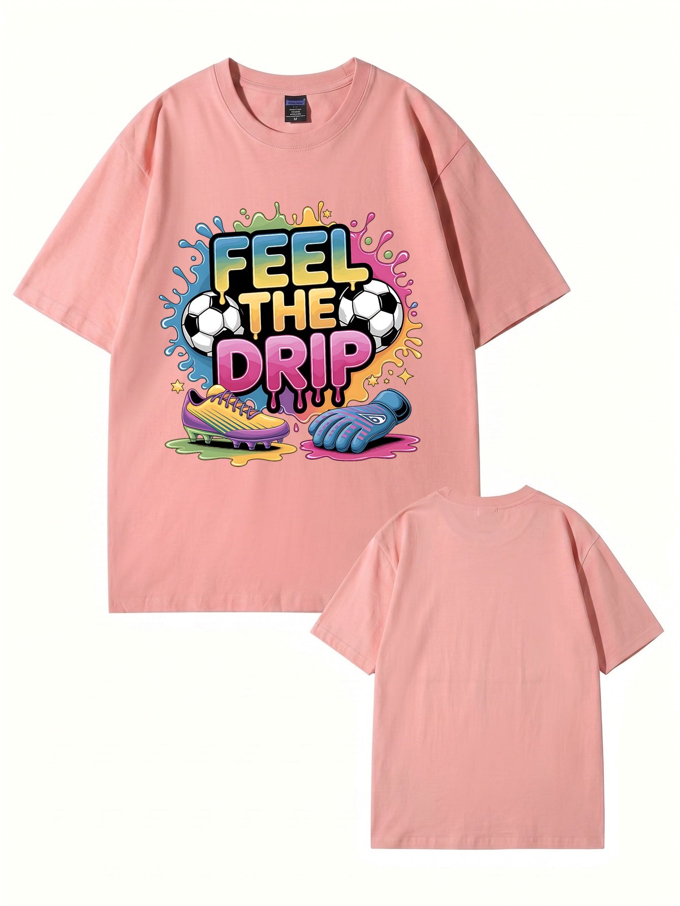 Feel The Drip Soccer Graphic Print T-Shirt, Premium 200gsm Cotton Tee