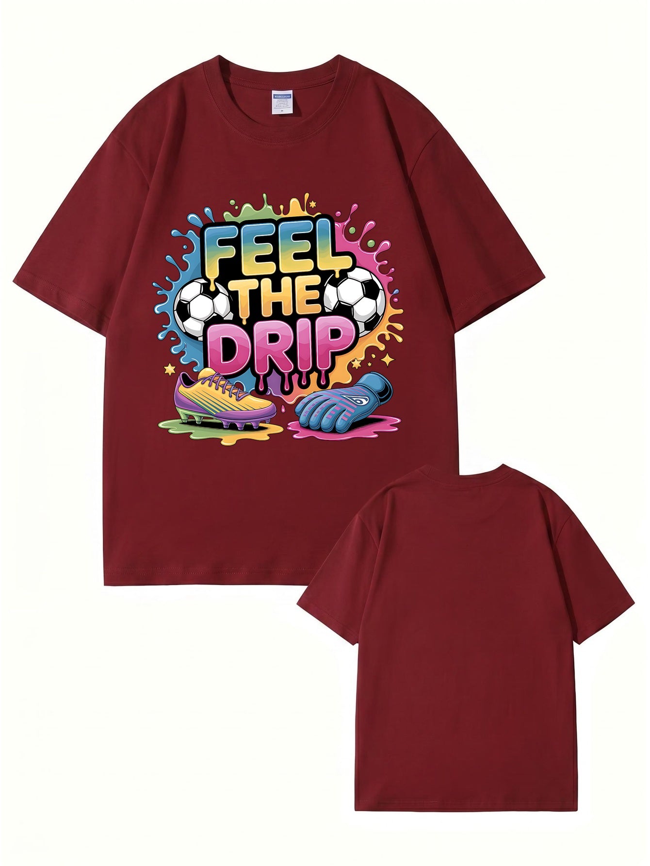 Feel The Drip Soccer Graphic Print T-Shirt, Premium 200gsm Cotton Tee