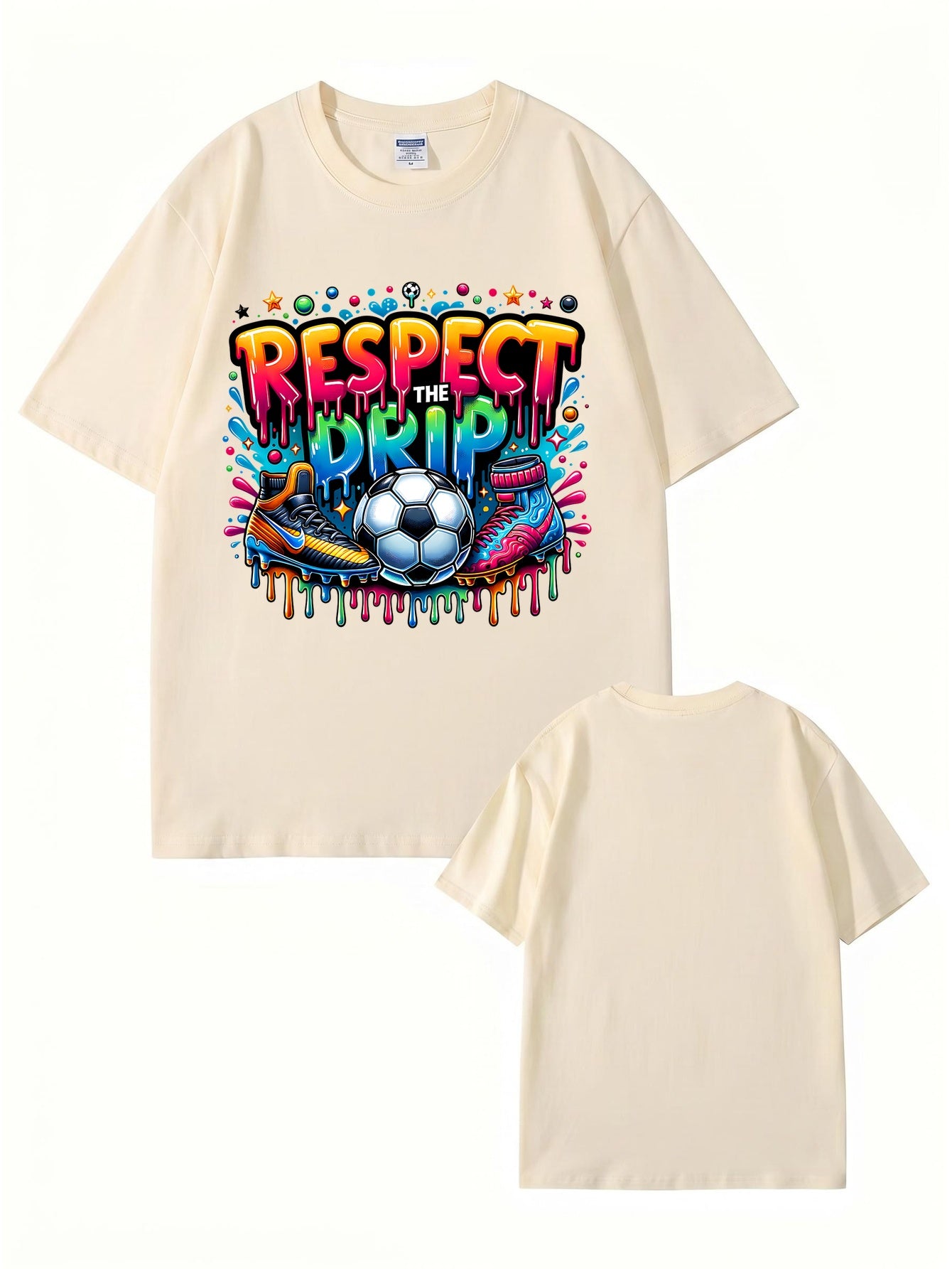 Respect The Drip Soccer Graphic Print T-Shirt - 22 Colors