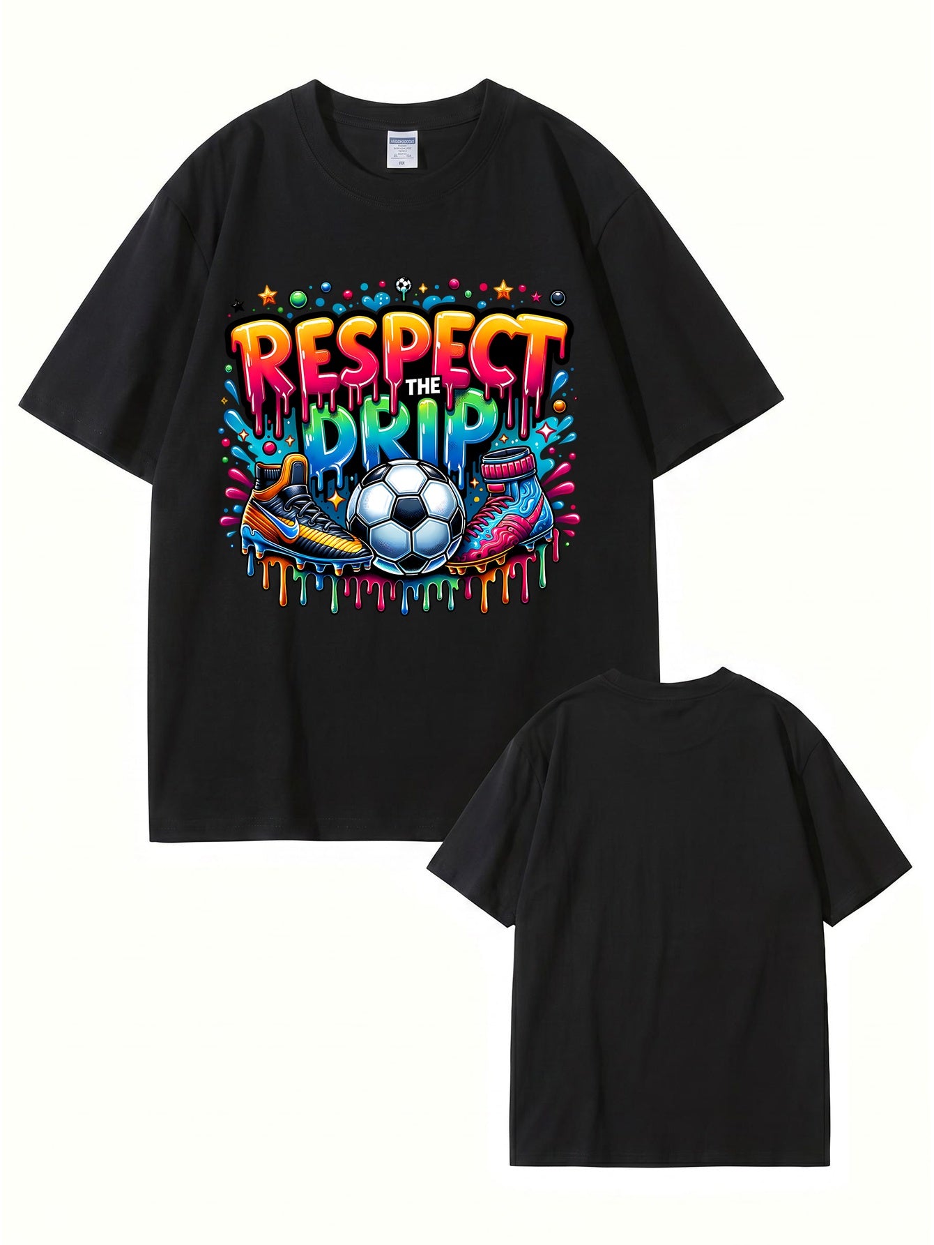 Respect The Drip Soccer Graphic Print T-Shirt - 22 Colors