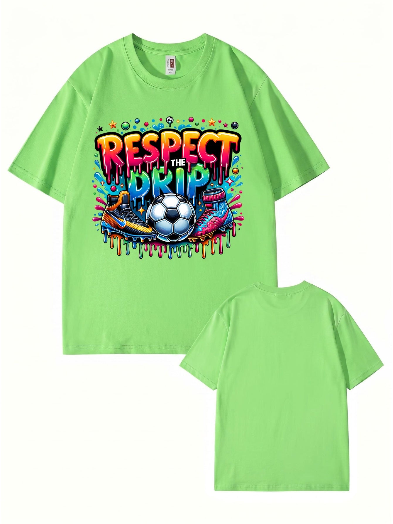Respect The Drip Soccer Graphic Print T-Shirt - 22 Colors