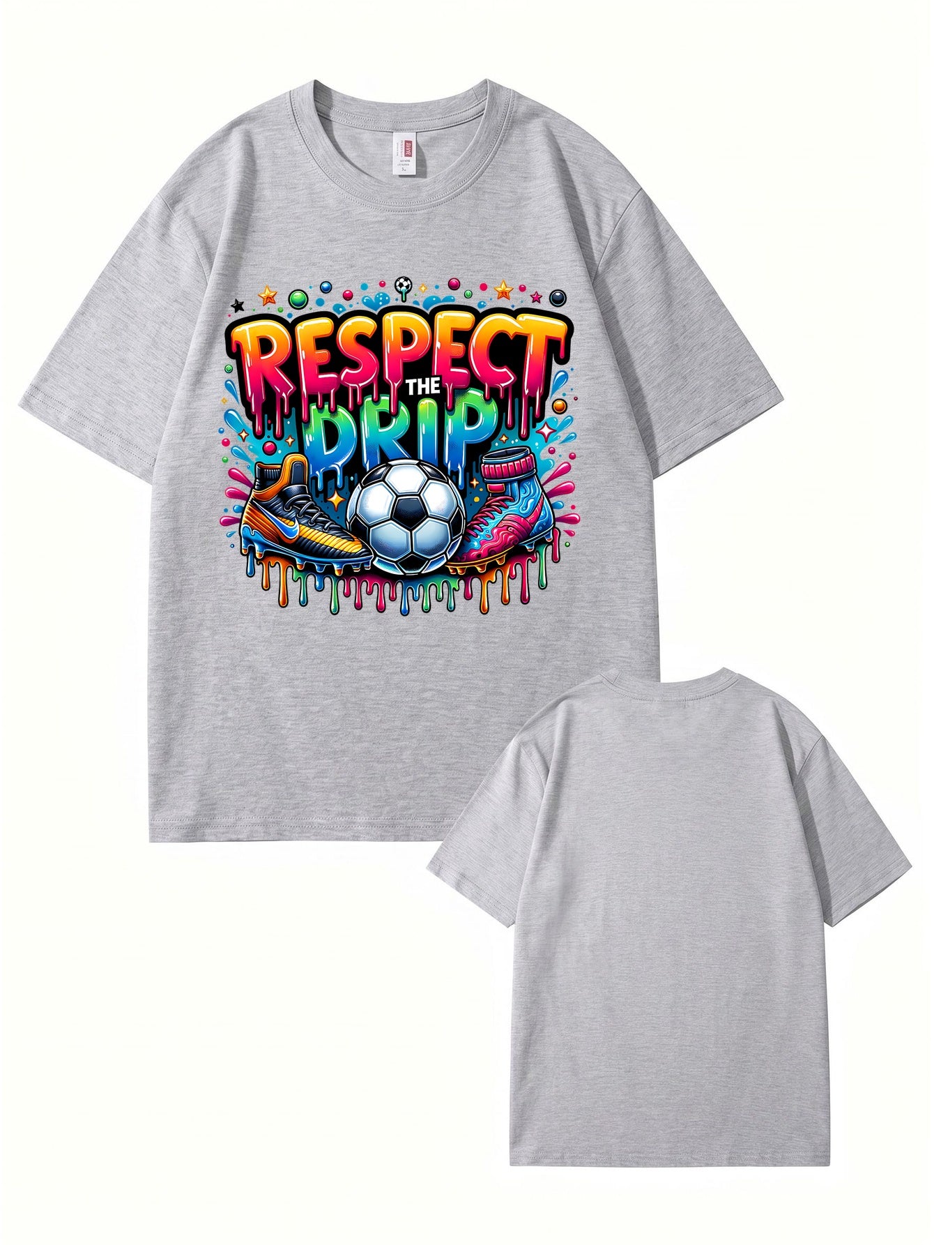 Respect The Drip Soccer Graphic Print T-Shirt - 22 Colors