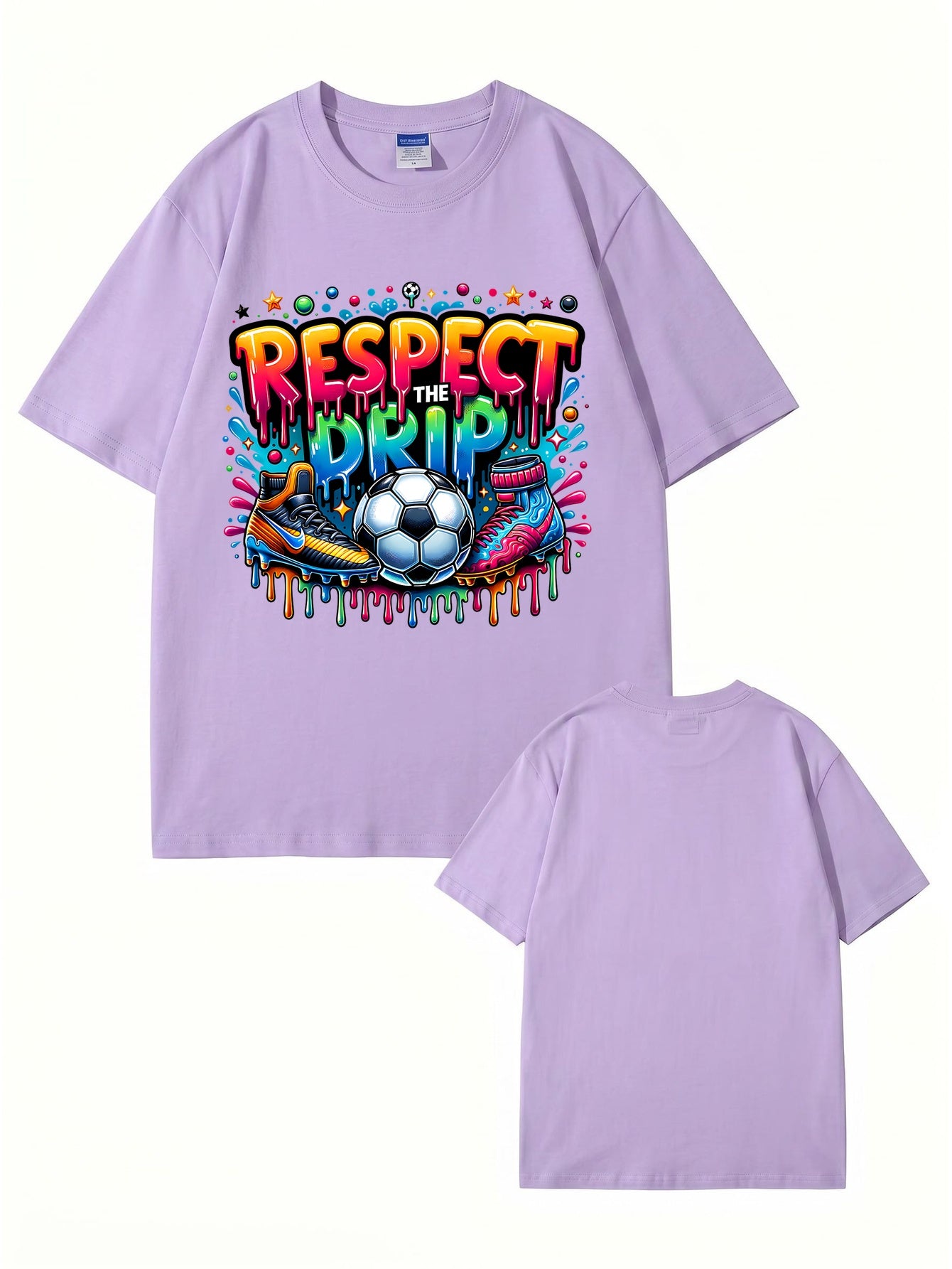 Respect The Drip Soccer Graphic Print T-Shirt - 22 Colors