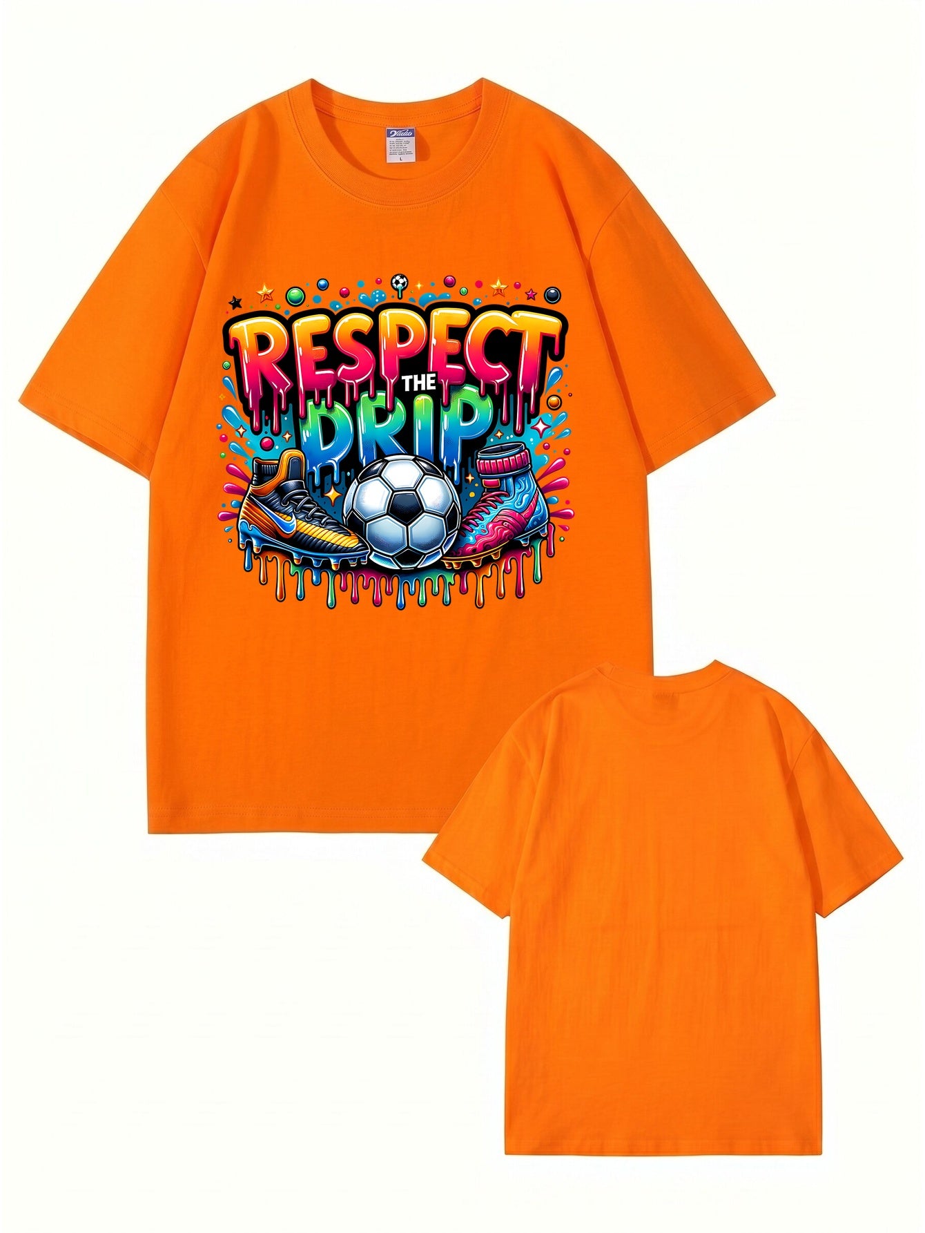 Respect The Drip Soccer Graphic Print T-Shirt - 22 Colors
