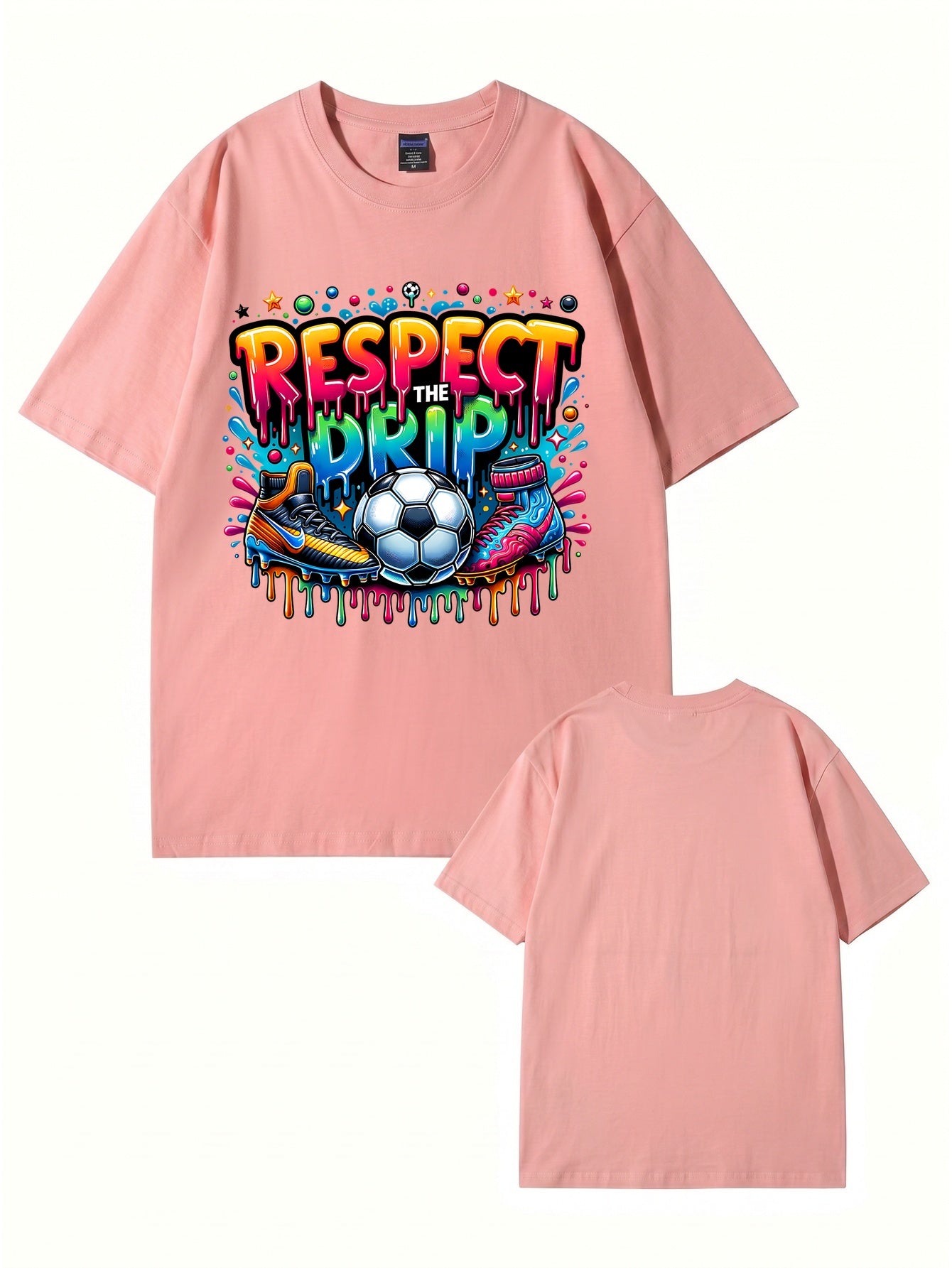 Respect The Drip Soccer Graphic Print T-Shirt - 22 Colors