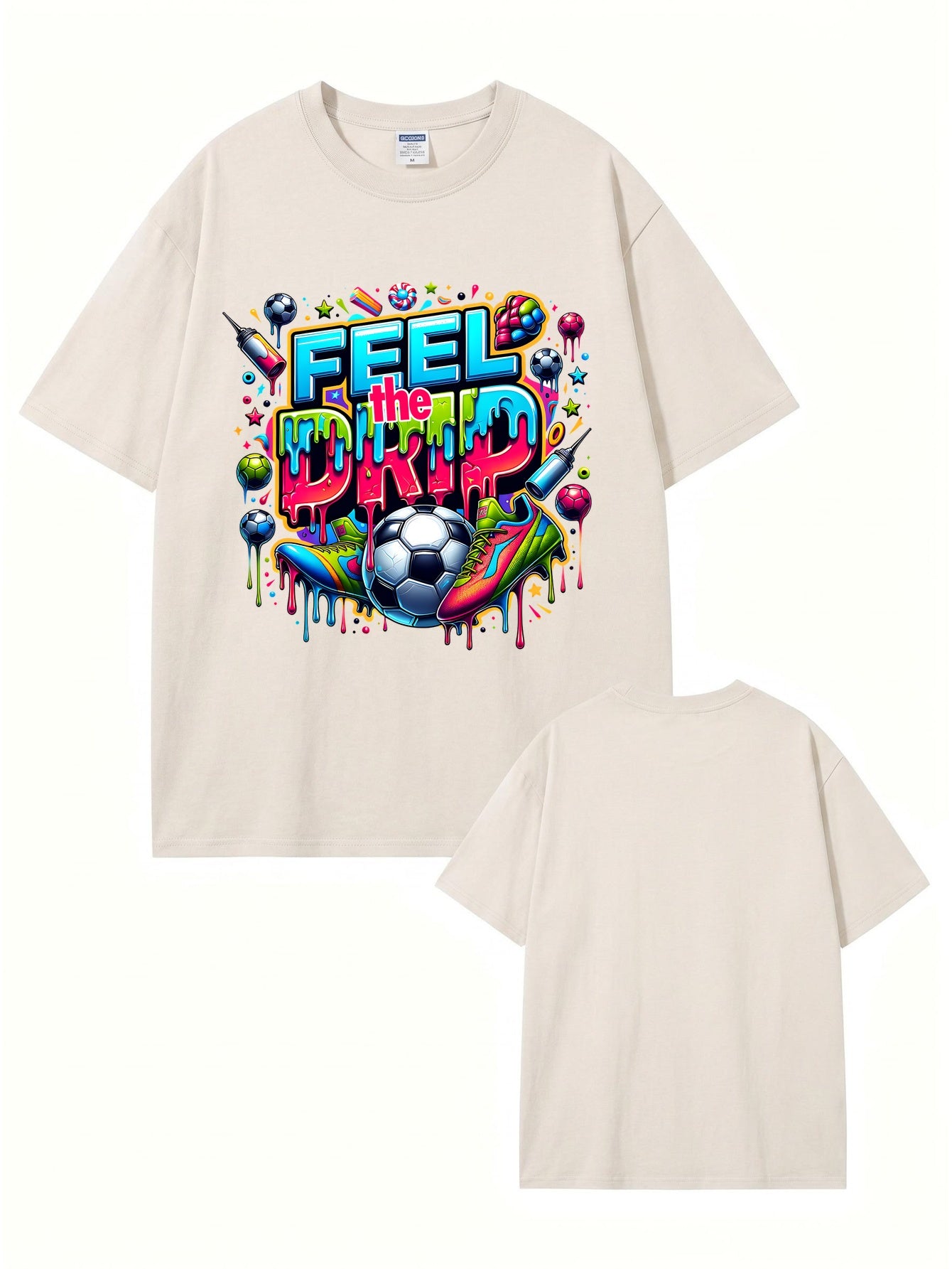 Feel The Drip Soccer Graphic Vintage Washed Cotton T-Shirt