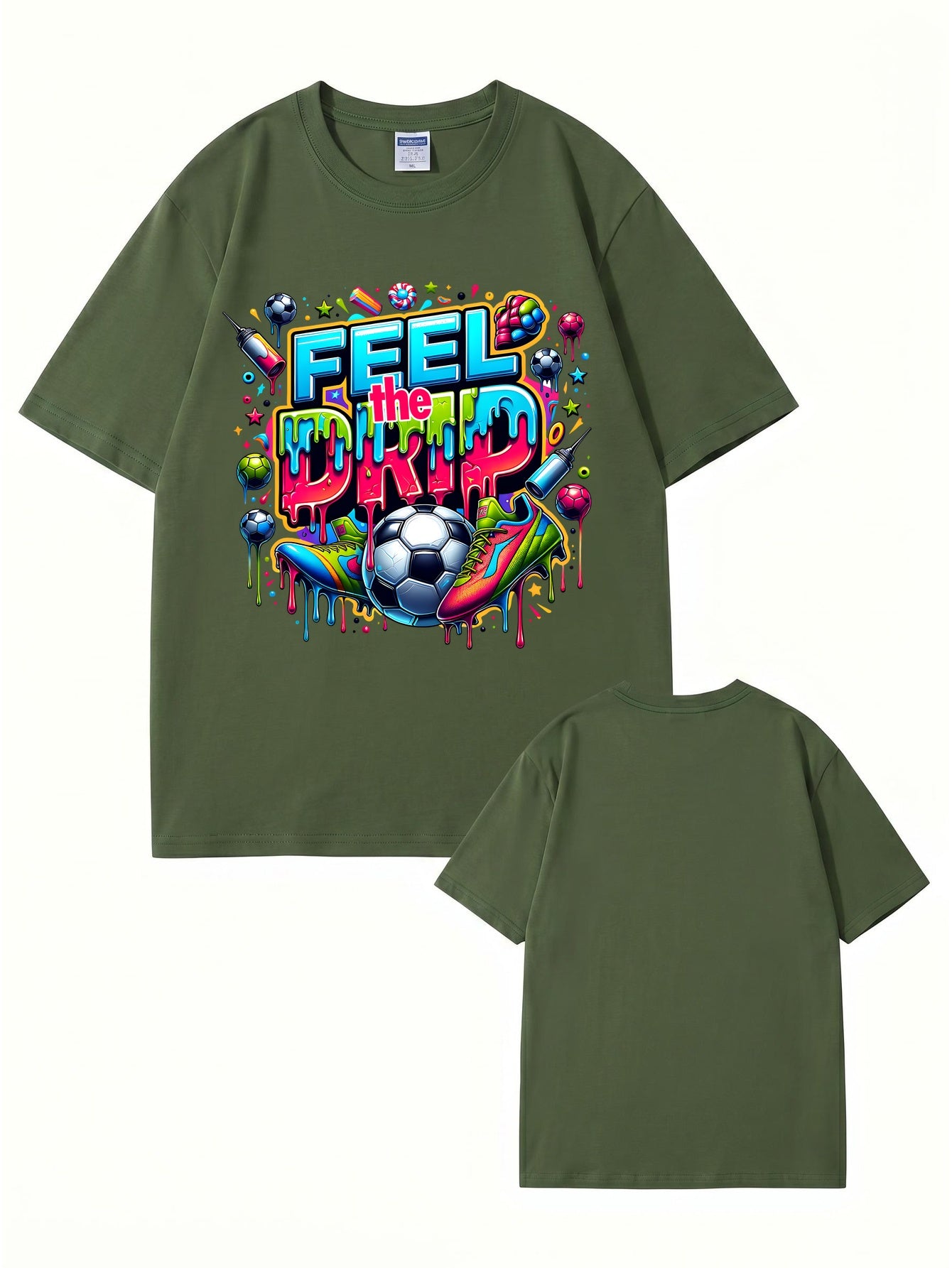 Feel The Drip Soccer Graphic Print 100% Cotton Premium T-Shirt