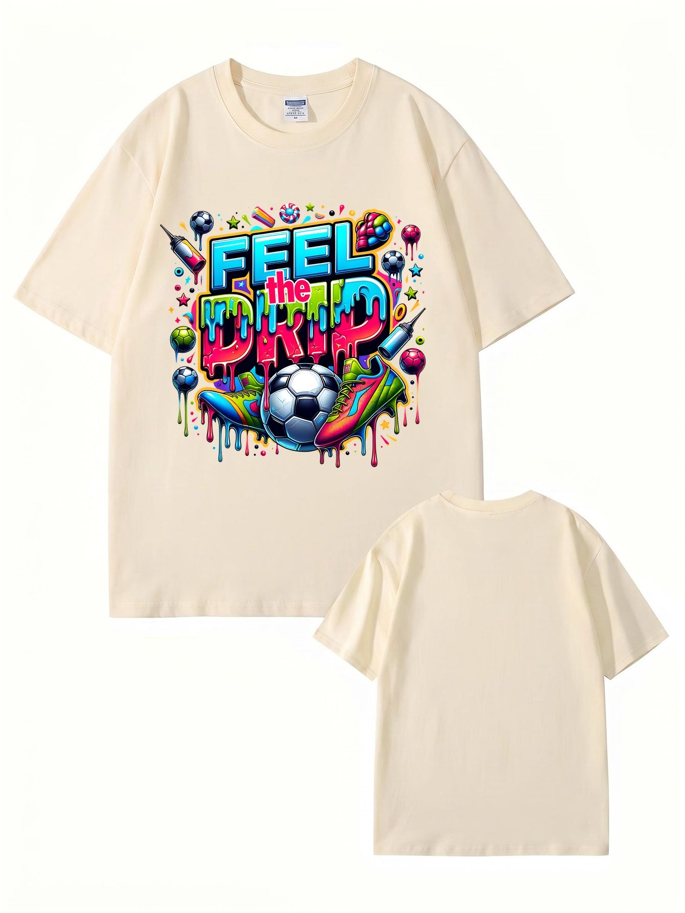 Feel The Drip Soccer Graphic Print 100% Cotton Premium T-Shirt