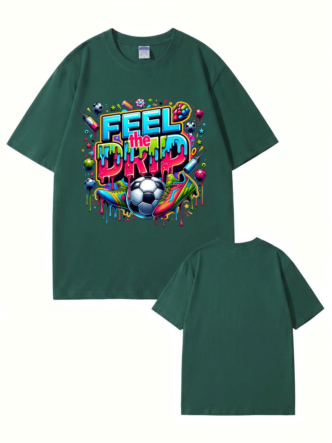 Feel The Drip Soccer Graphic Print 100% Cotton Premium T-Shirt