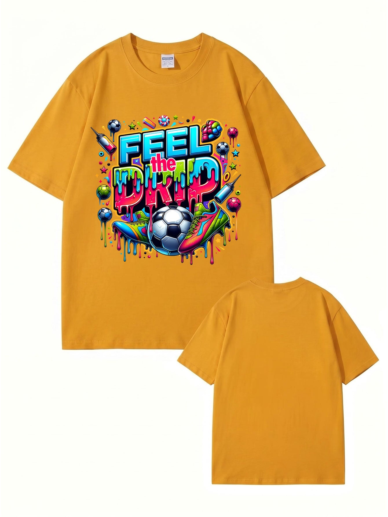 Feel The Drip Soccer Graphic Print 100% Cotton Premium T-Shirt