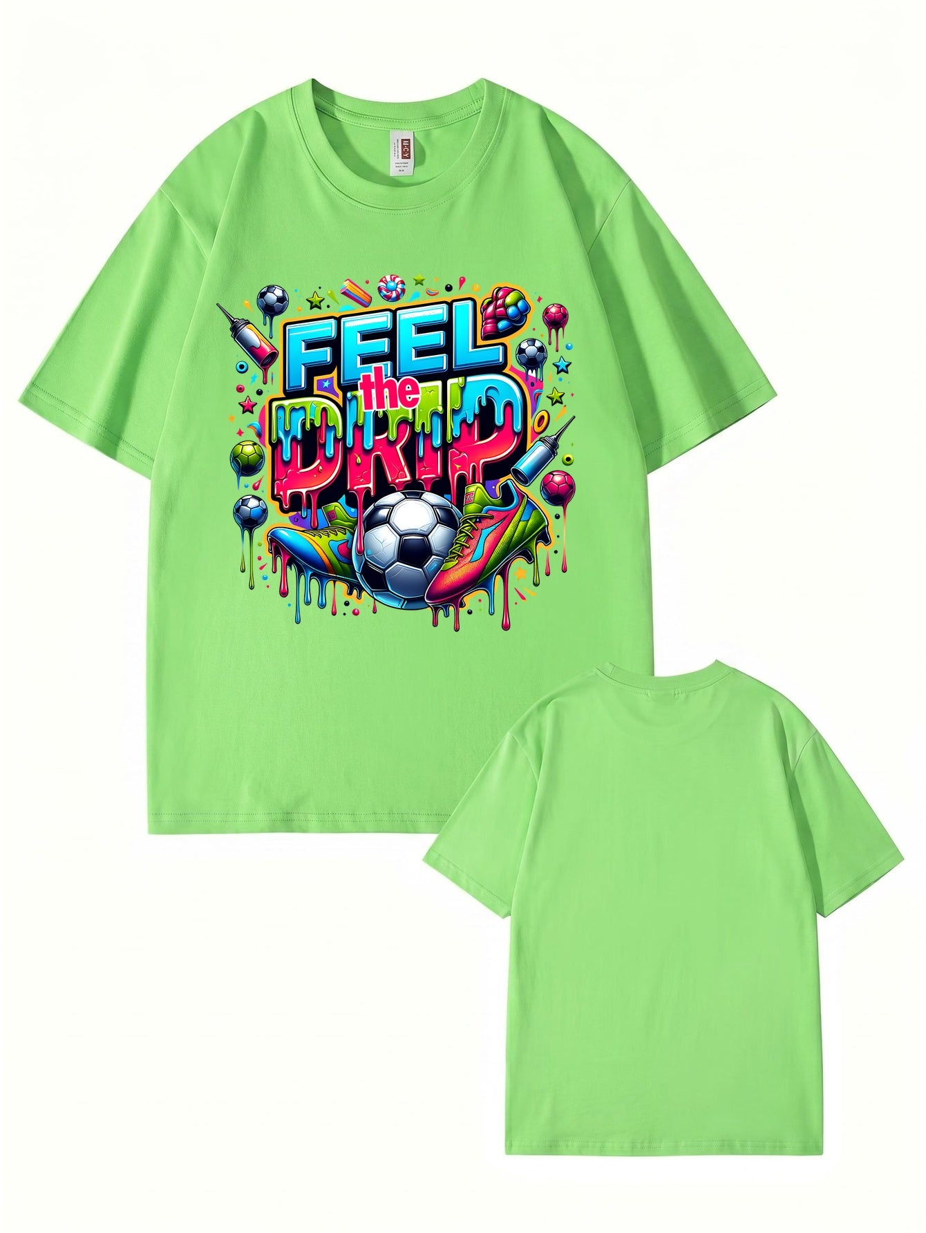 Feel The Drip Soccer Graphic Print 100% Cotton Premium T-Shirt