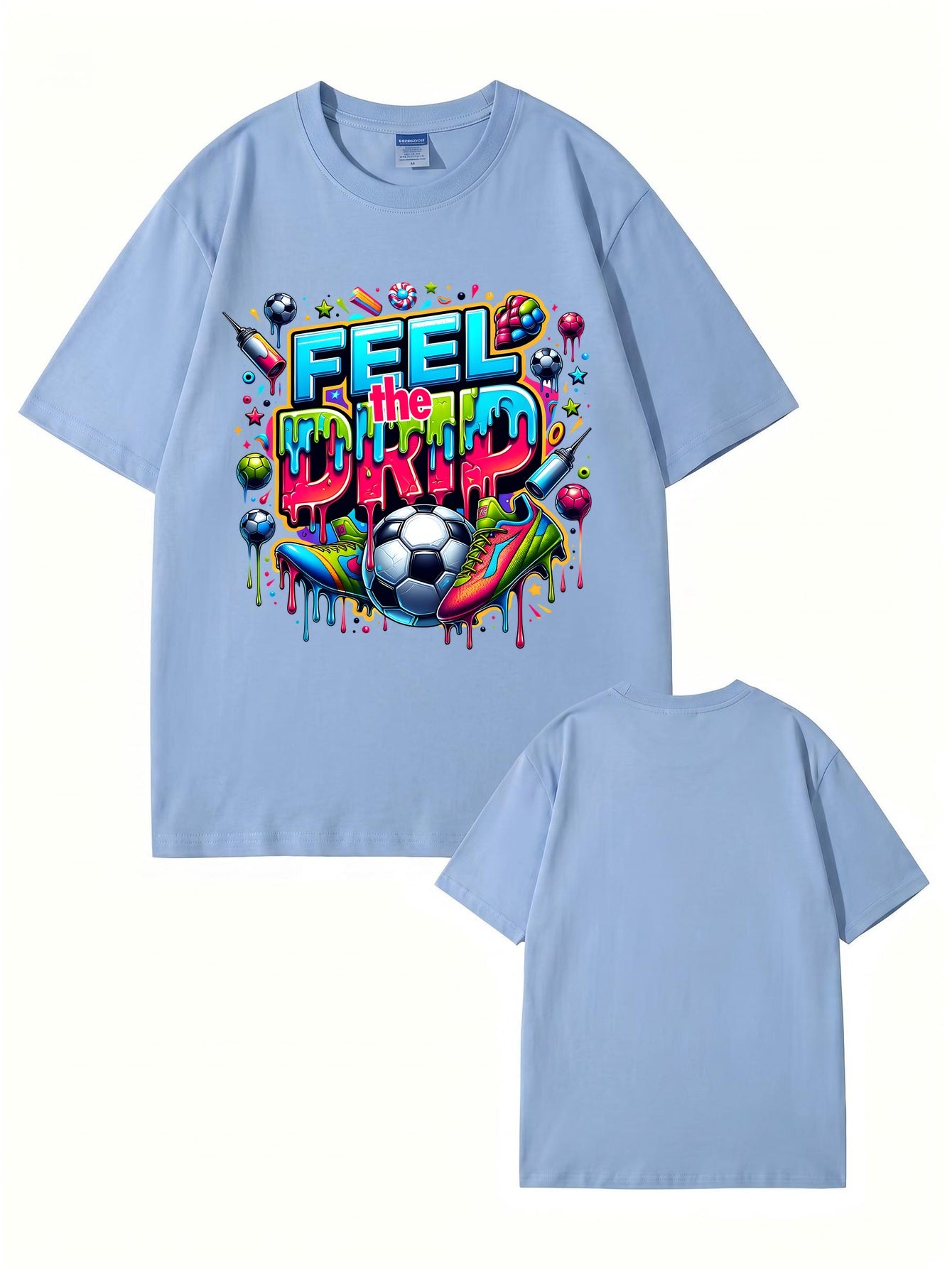Feel The Drip Soccer Graphic Print 100% Cotton Premium T-Shirt