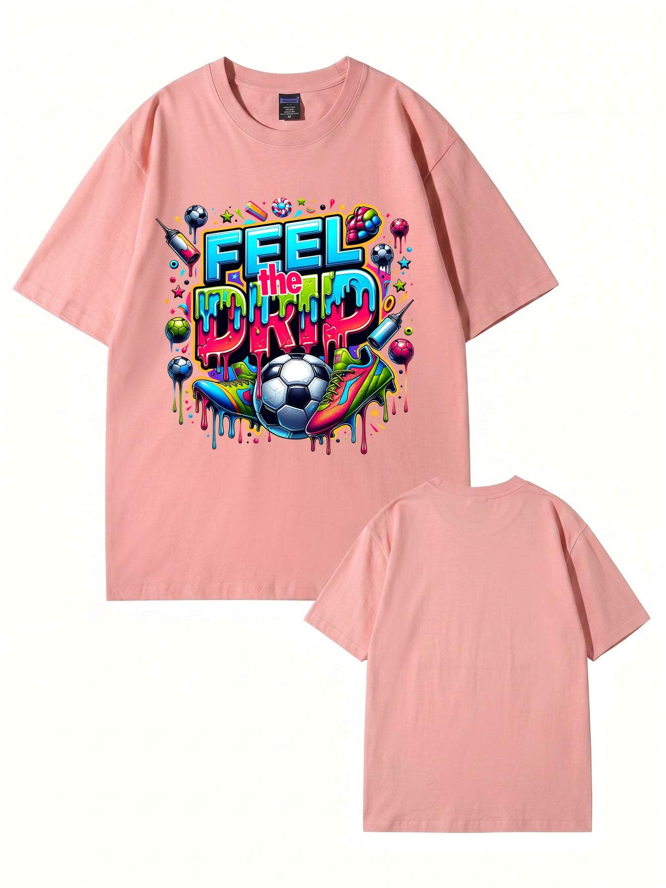 Feel The Drip Soccer Graphic Print 100% Cotton Premium T-Shirt
