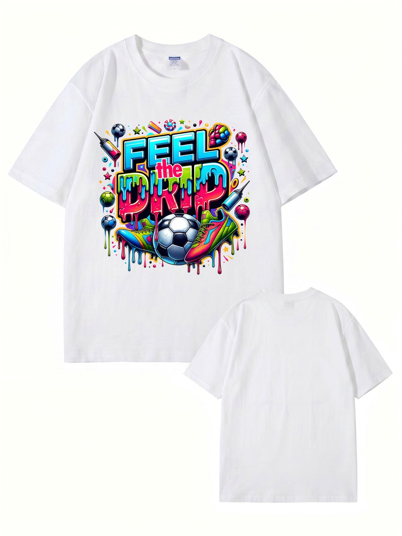 Feel The Drip Soccer Graphic Print 100% Cotton Premium T-Shirt