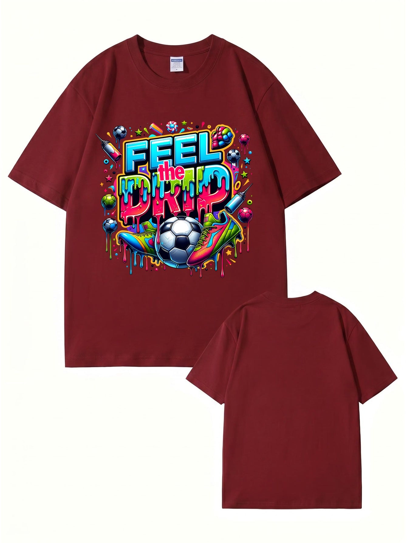 Feel The Drip Soccer Graphic Print 100% Cotton Premium T-Shirt