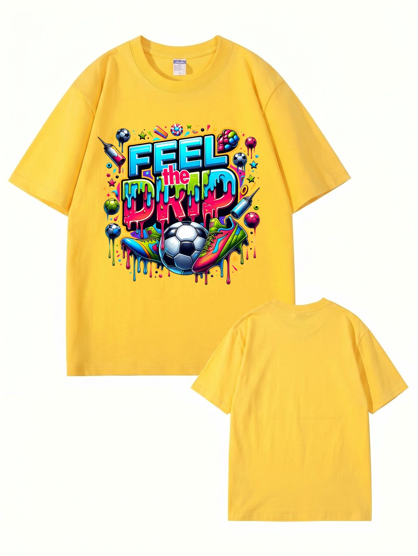 Feel The Drip Soccer Graphic Print 100% Cotton Premium T-Shirt