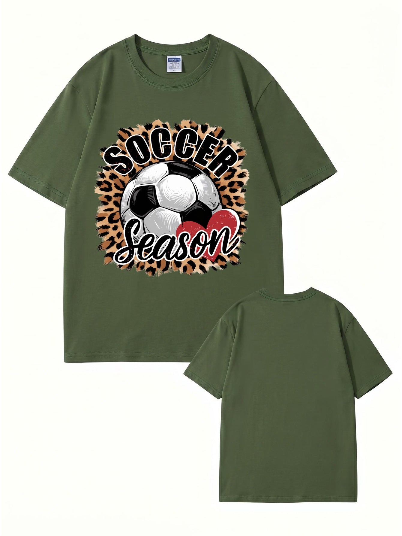 Soccer Season Leopard Print Graphic T-Shirt | Sporty Casual Cotton Tee